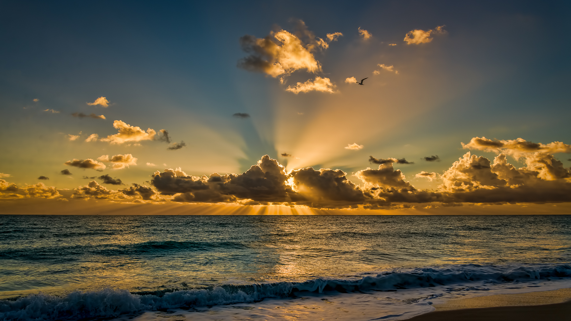 Download mobile wallpaper Sunset, Sea, Horizon, Ocean, Earth, Cloud, Sunshine for free.
