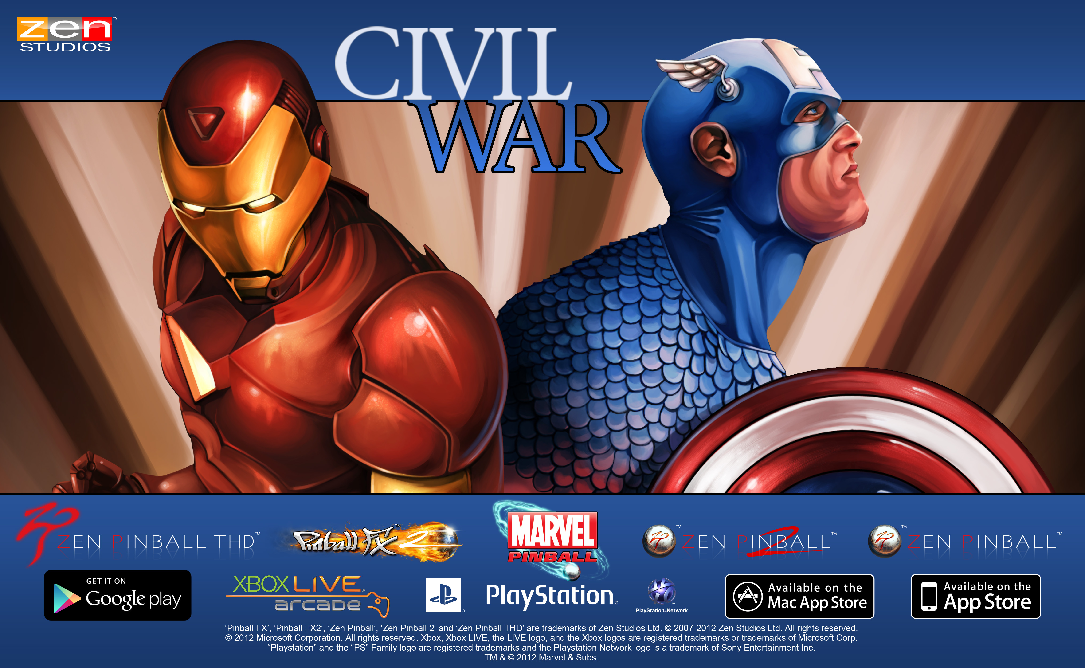 Download mobile wallpaper Iron Man, Captain America, Video Game, Marvel Pinball: Civil War for free.