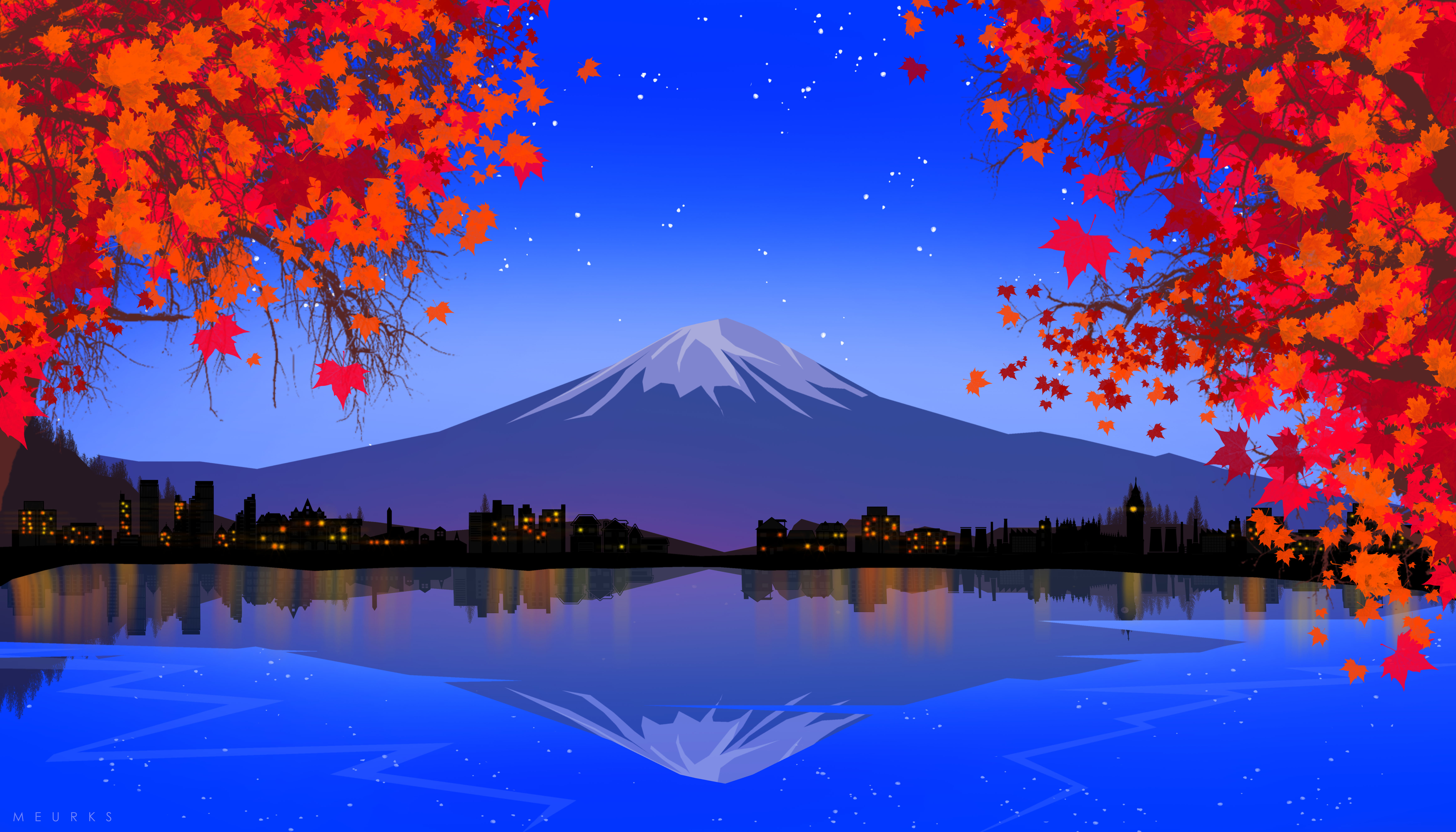 79506 Bild herunterladen kunst, berg, see, fuji - Hintergrundbilder und Bildschirmschoner kostenlos