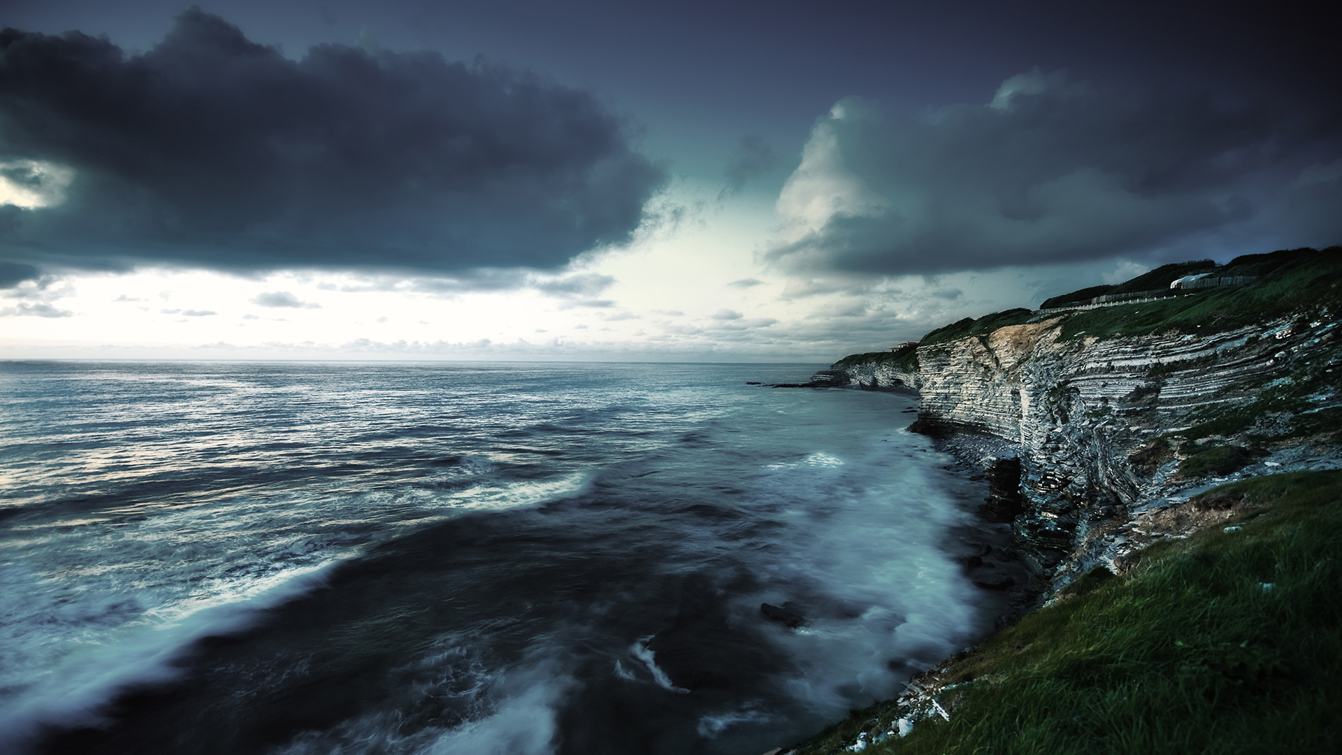 Download mobile wallpaper Horizon, Coast, Ocean, Earth, Cliff, Cloud, Coastline for free.