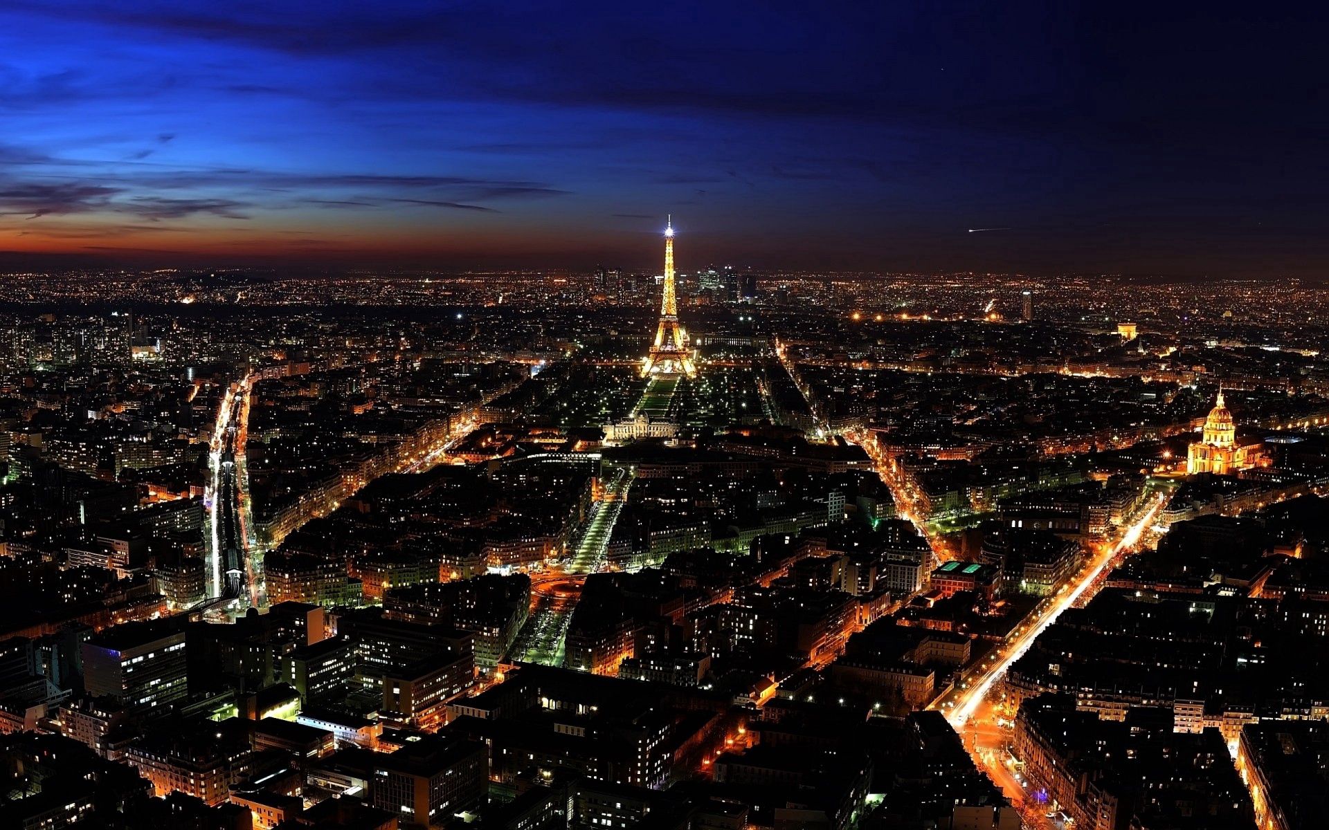 cities, paris, france, night, view from above, city lights HD wallpaper