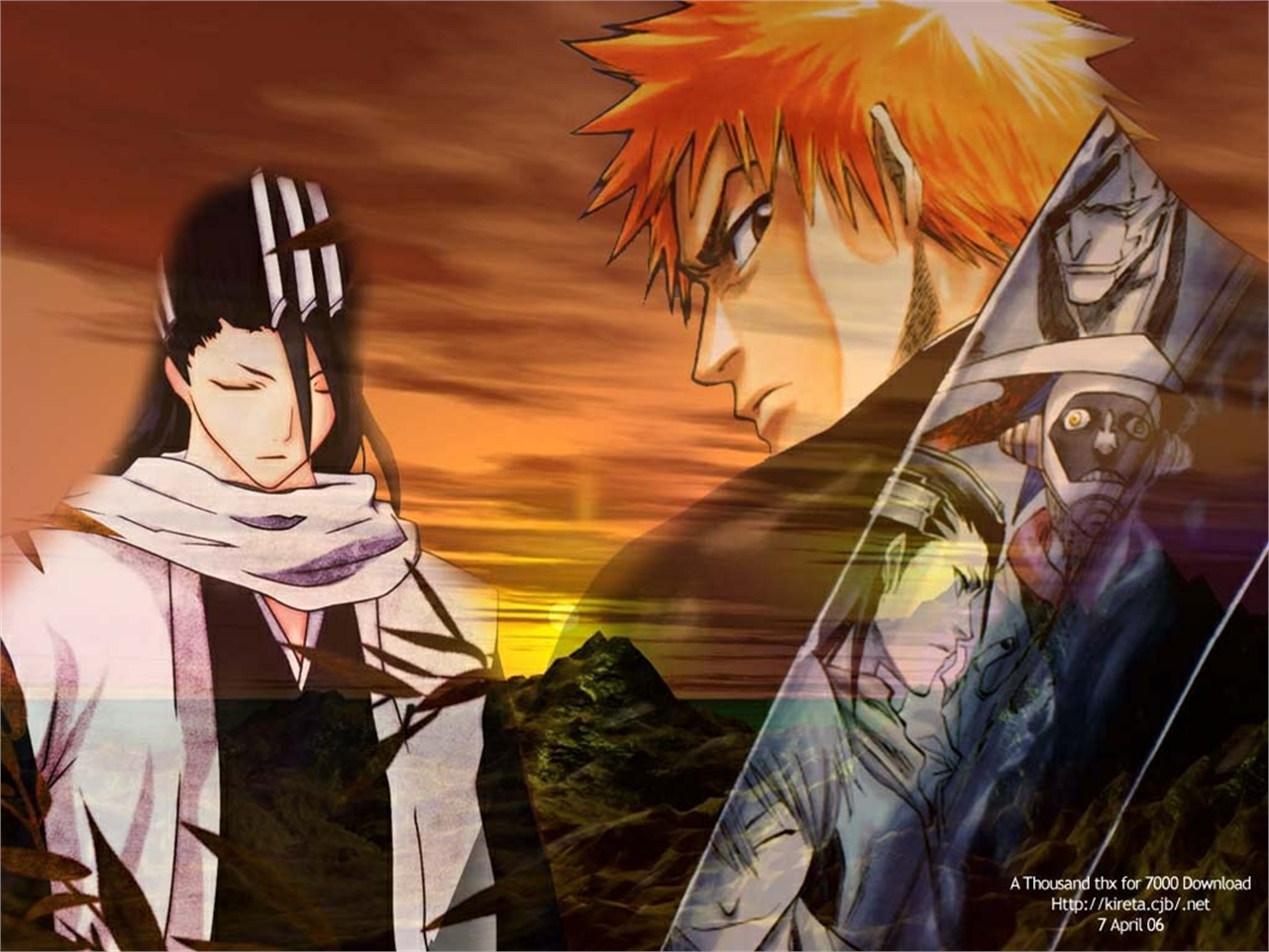 Handy-Wallpaper Bleach, Animes, Ichigo Kurosaki, Byakuya Kuchiki kostenlos herunterladen.