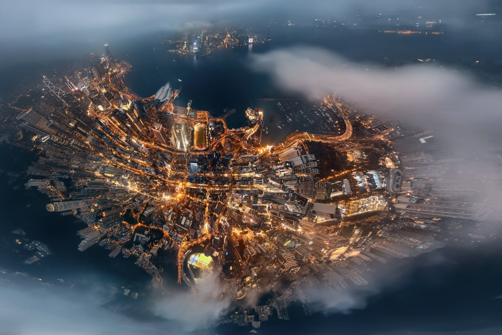 Laden Sie das Städte, Stadtbild, Hongkong, Menschengemacht, Luftbildfotografie-Bild kostenlos auf Ihren PC-Desktop herunter