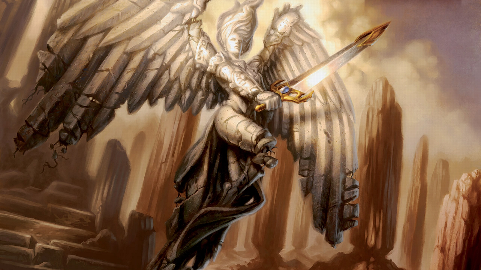 Free download wallpaper Gothic, Wings, Game, Angel, Sword, Magic: The Gathering on your PC desktop