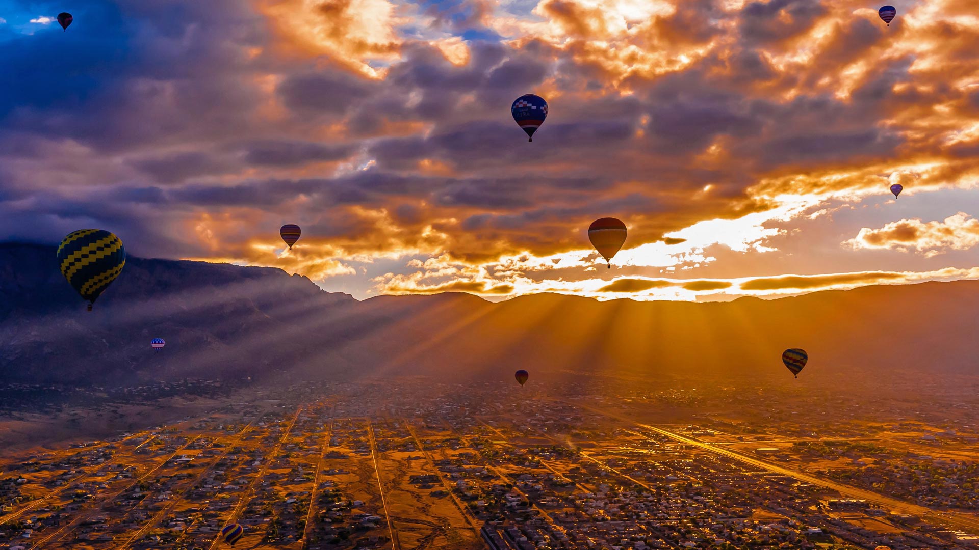 Download mobile wallpaper Sky, Cloud, Sunbeam, Vehicles, Hot Air Balloon for free.