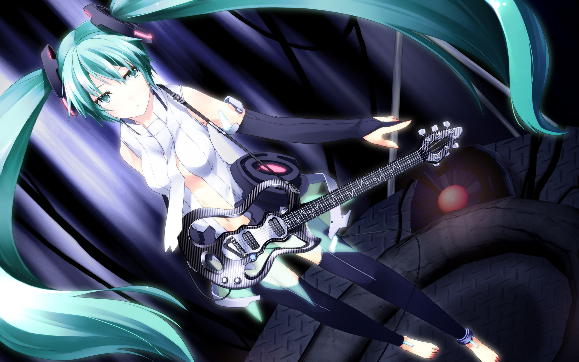 Handy-Wallpaper Gitarre, Vocaloid, Hatsune Miku, Animes kostenlos herunterladen.