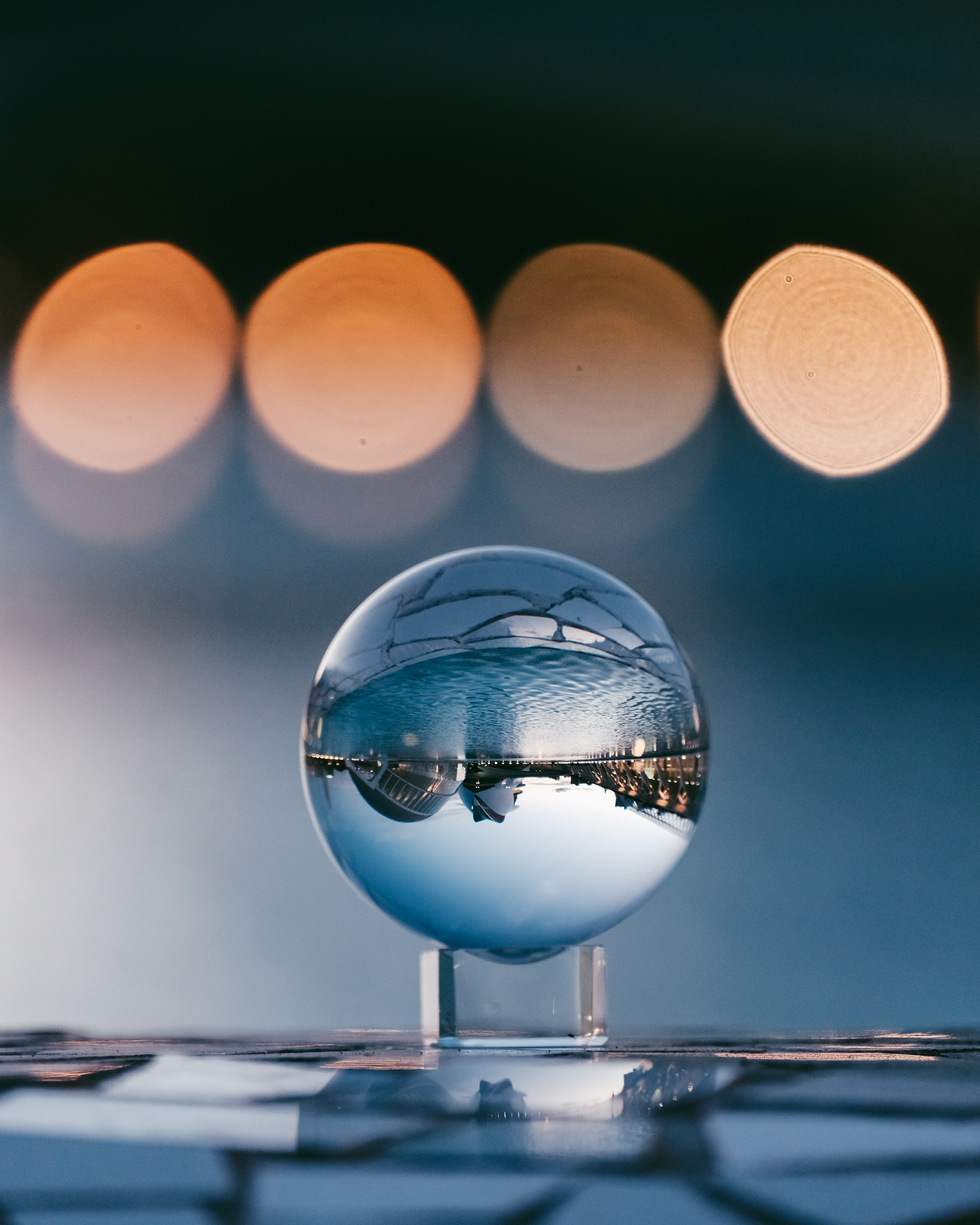 macro, boquet, smooth, reflection, blur, glass, ball, bokeh, sphere