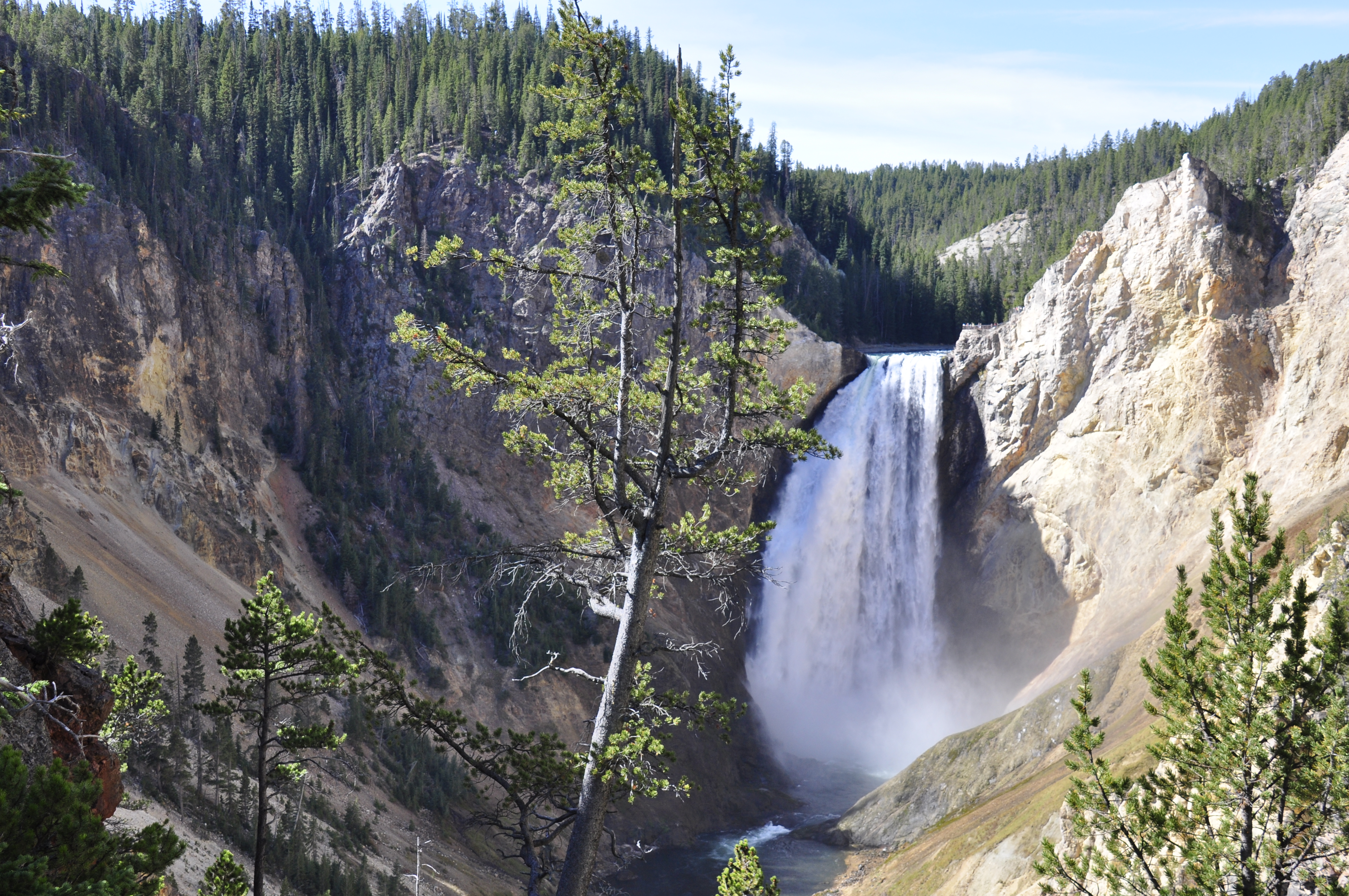 Download mobile wallpaper Nature, Waterfalls, Usa, Waterfall, Earth, Cliff, National Park, River, Yellowstone for free.