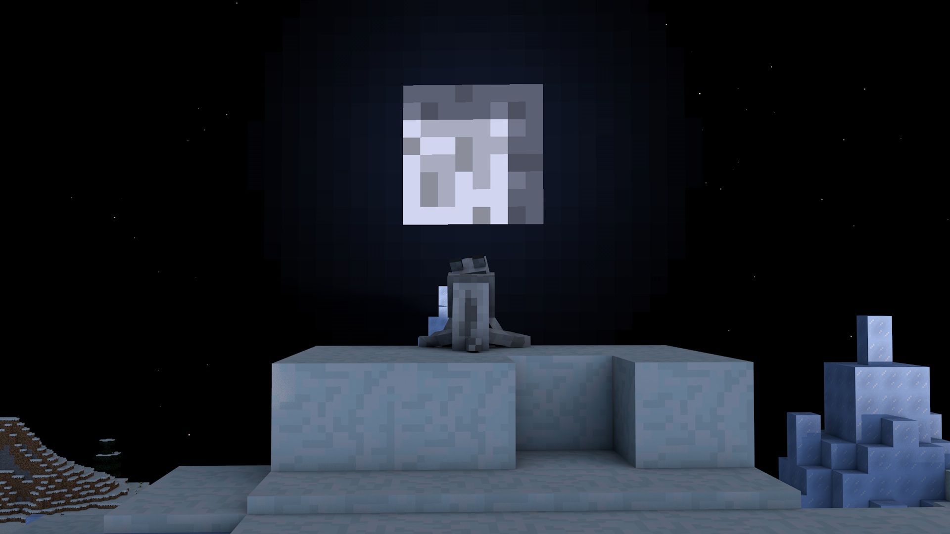 Free download wallpaper Ice, Moon, Minecraft, Dog, Wolf, Video Game on your PC desktop