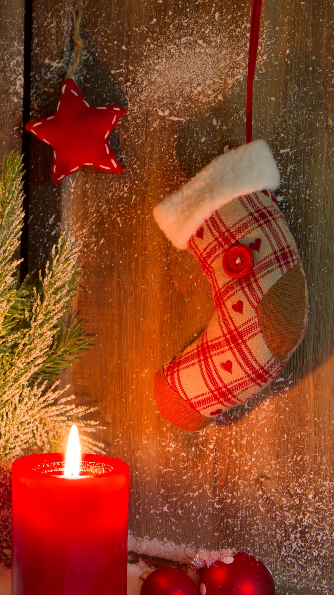 Handy-Wallpaper Feiertage, Weihnachten, Weihnachtsschmuck, Kerze kostenlos herunterladen.