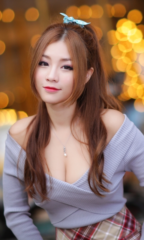 Download mobile wallpaper Bokeh, Brunette, Model, Women, Asian, Long Hair for free.