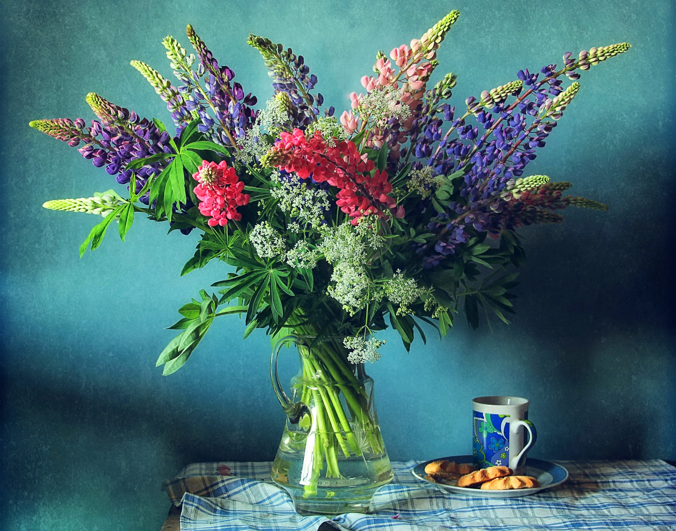 Download mobile wallpaper Still Life, Flower, Vase, Photography, Lupine for free.