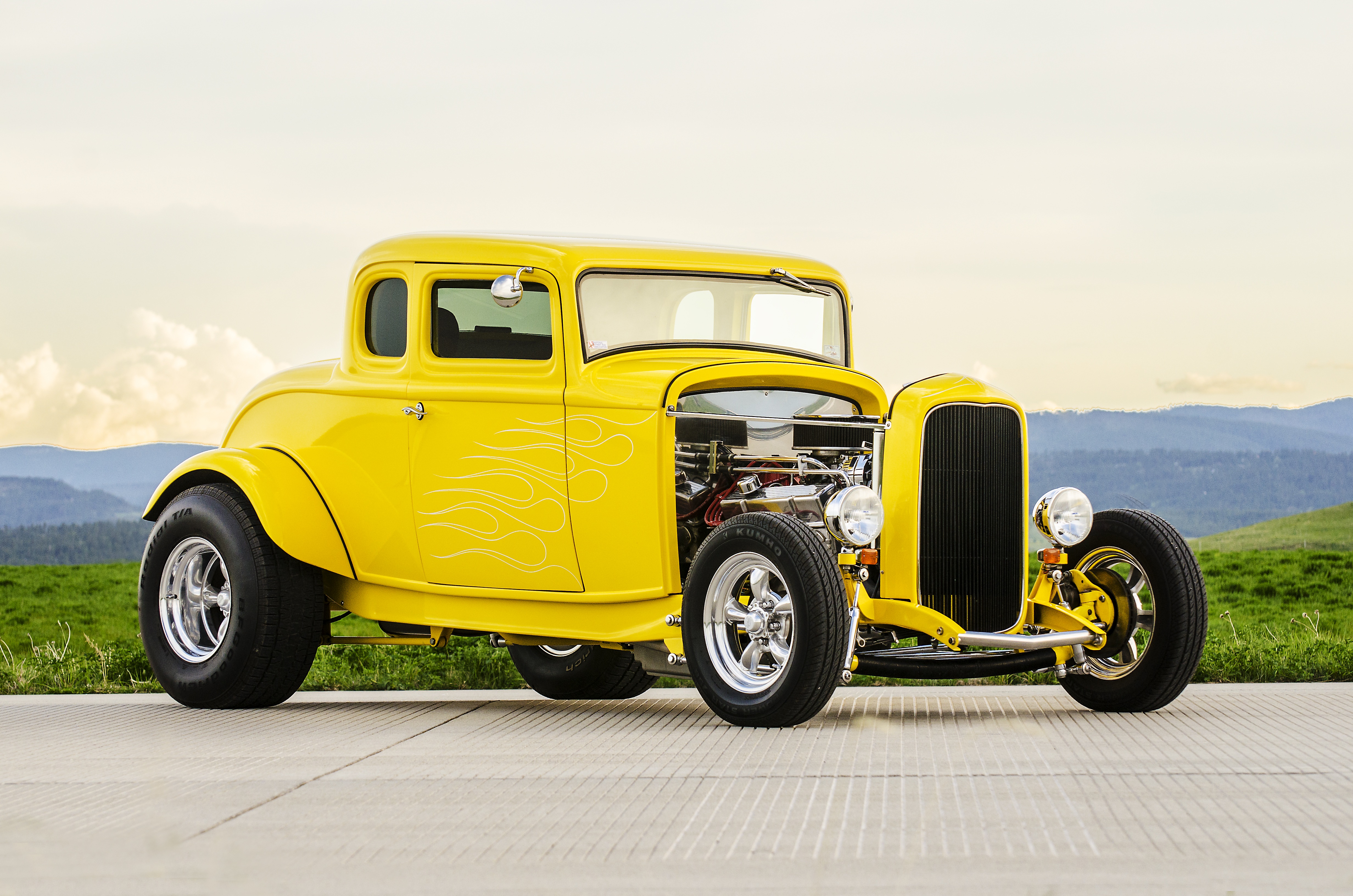vintage car, vehicles, hot rod, classic car, old, yellow car