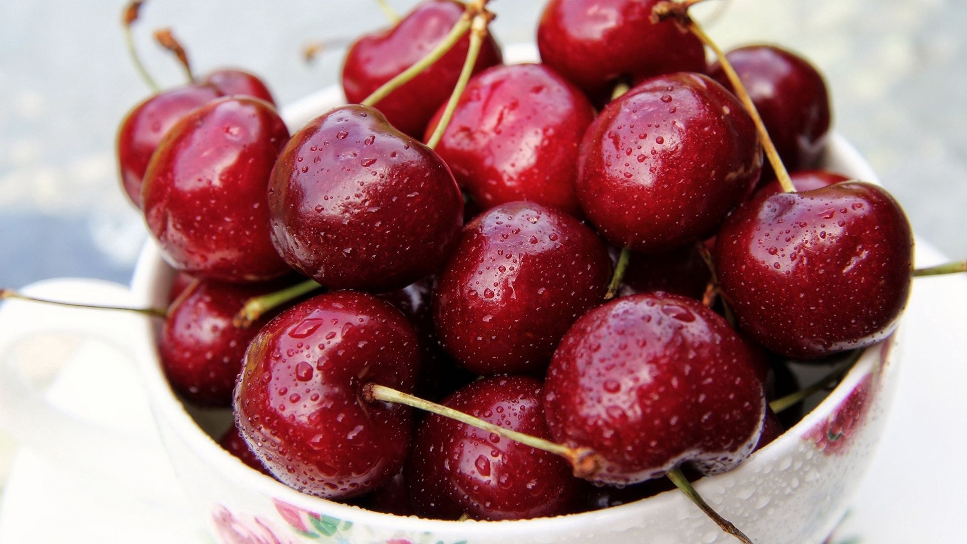 Download mobile wallpaper Ripe, Plate, Sweet Cherry, Berries, Food for free.