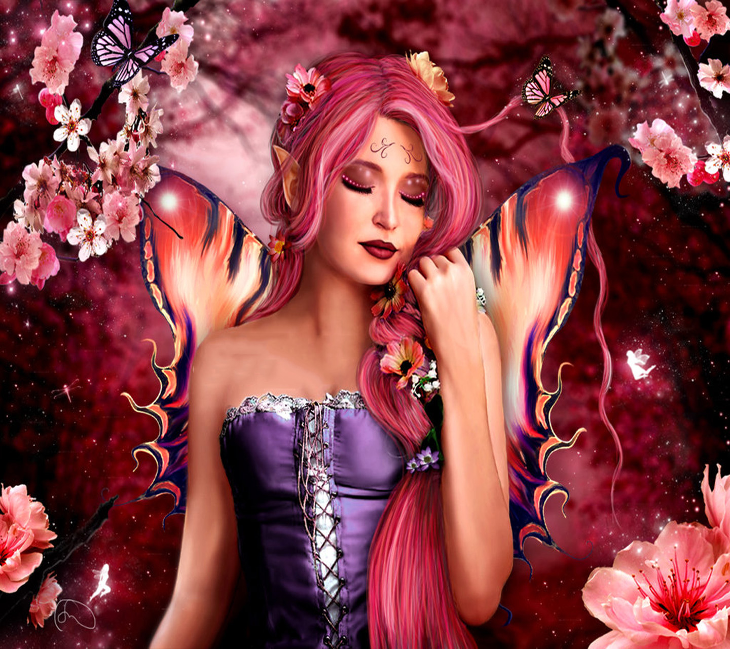 Free download wallpaper Fantasy, Flower, Butterfly, Wings, Fairy on your PC desktop