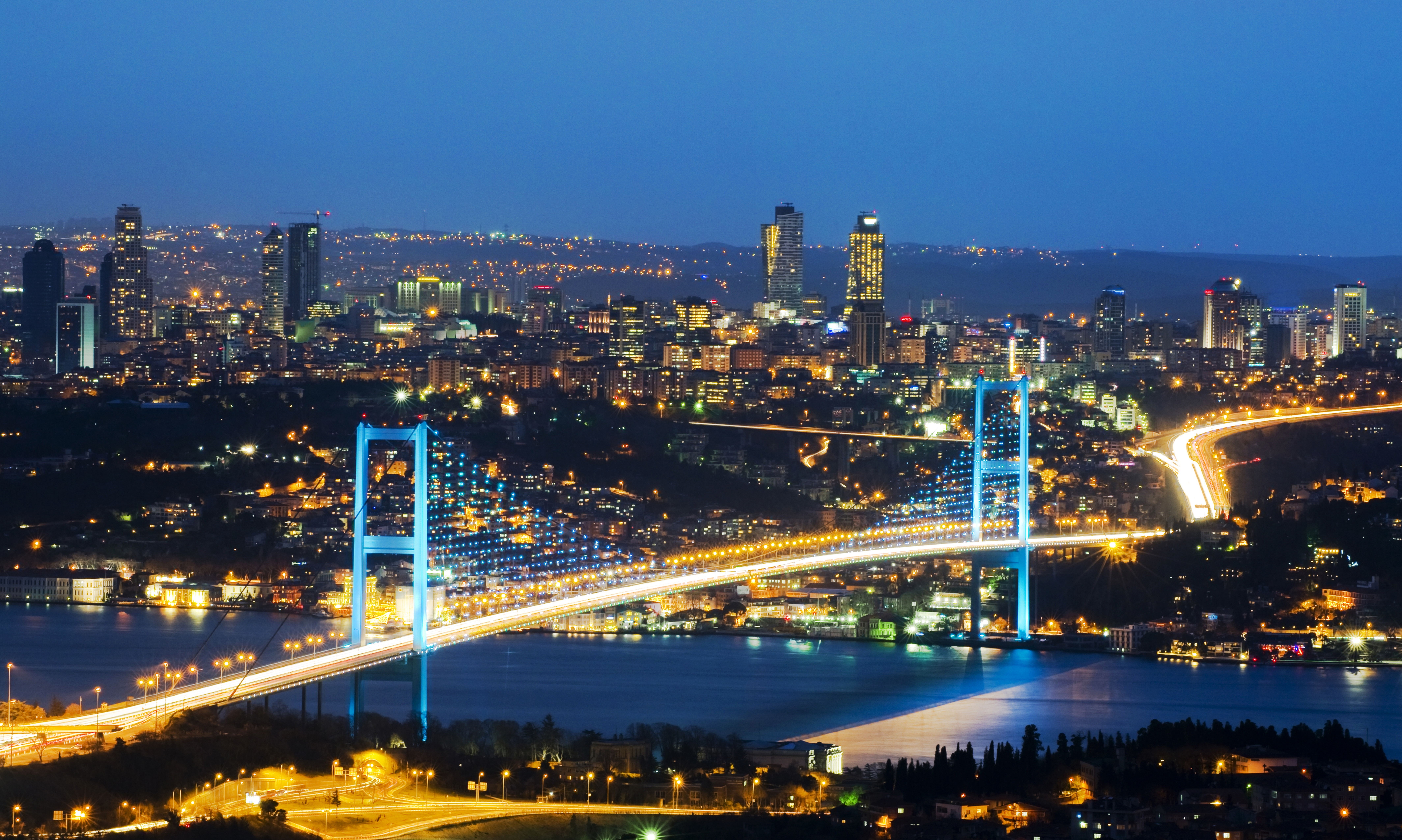 turkey, man made, bosphorus bridge, bosphorus, istanbul, night, bridges