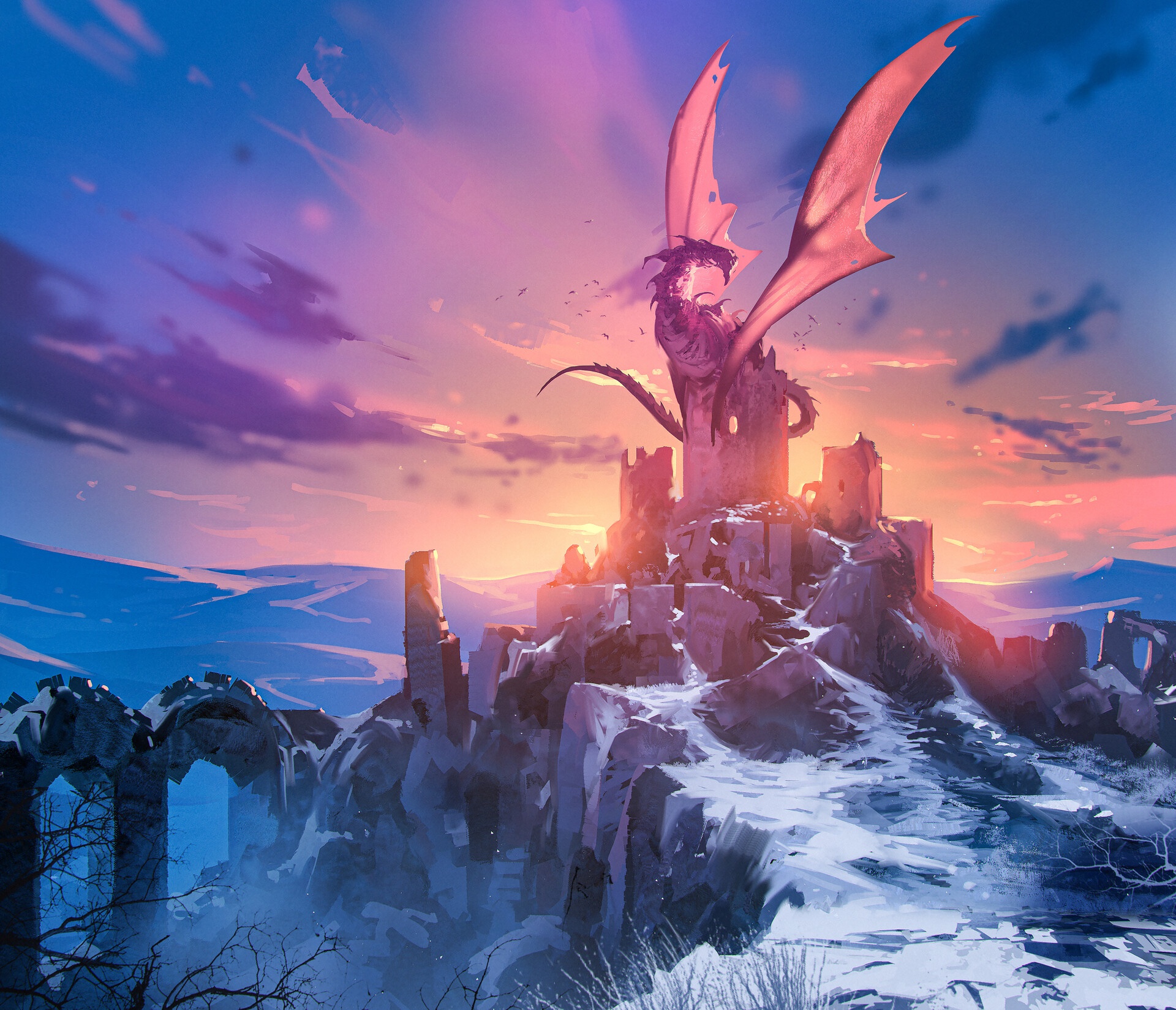 Baixe gratuitamente a imagem Fantasia, Dragão, Ruína, Castelo na área de trabalho do seu PC