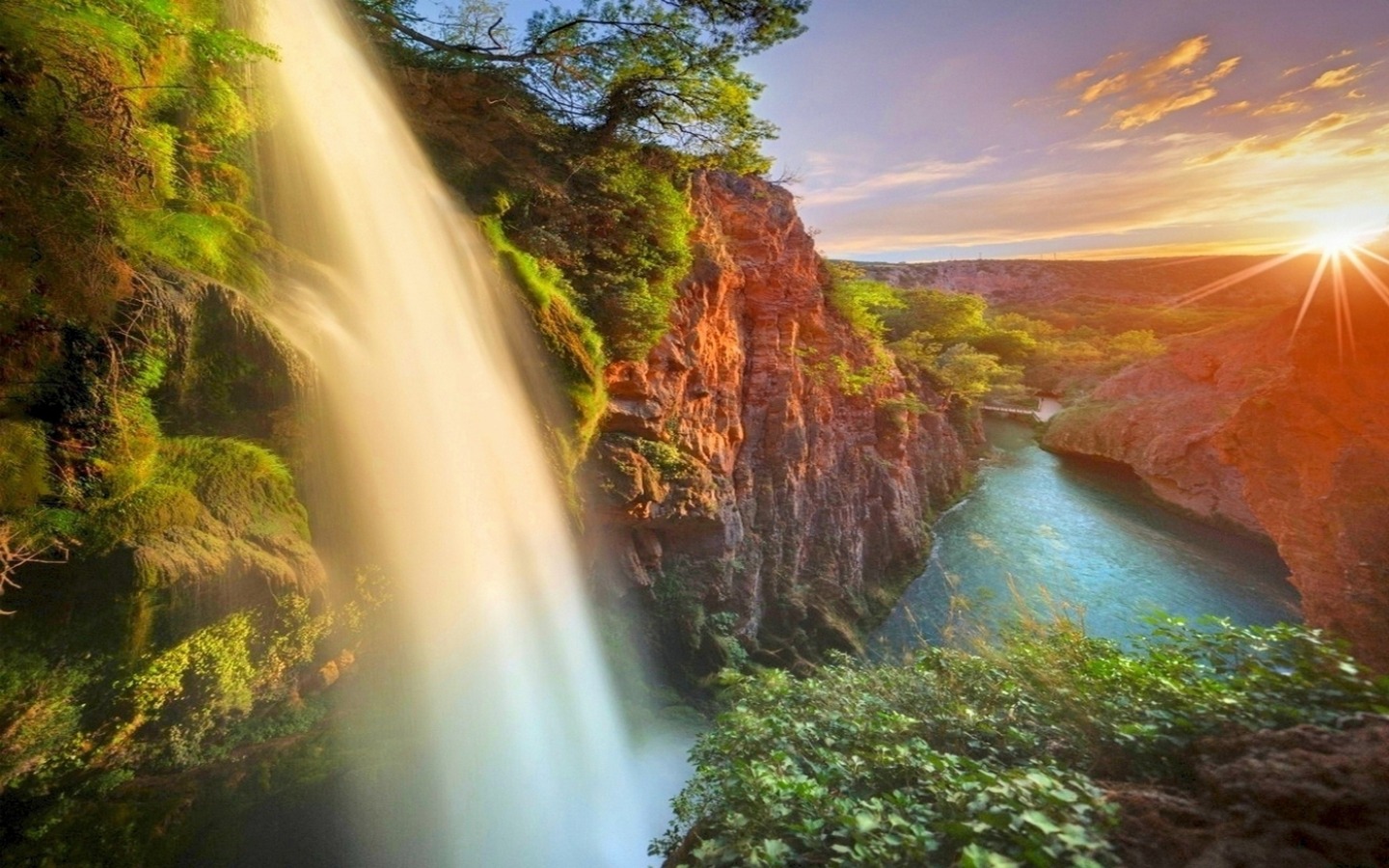 Free download wallpaper Landscape, Mountain, Waterfall, Earth, River on your PC desktop