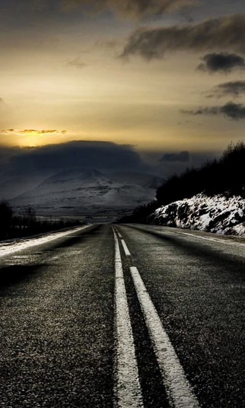 Download mobile wallpaper Sunset, Sky, Road, Man Made for free.
