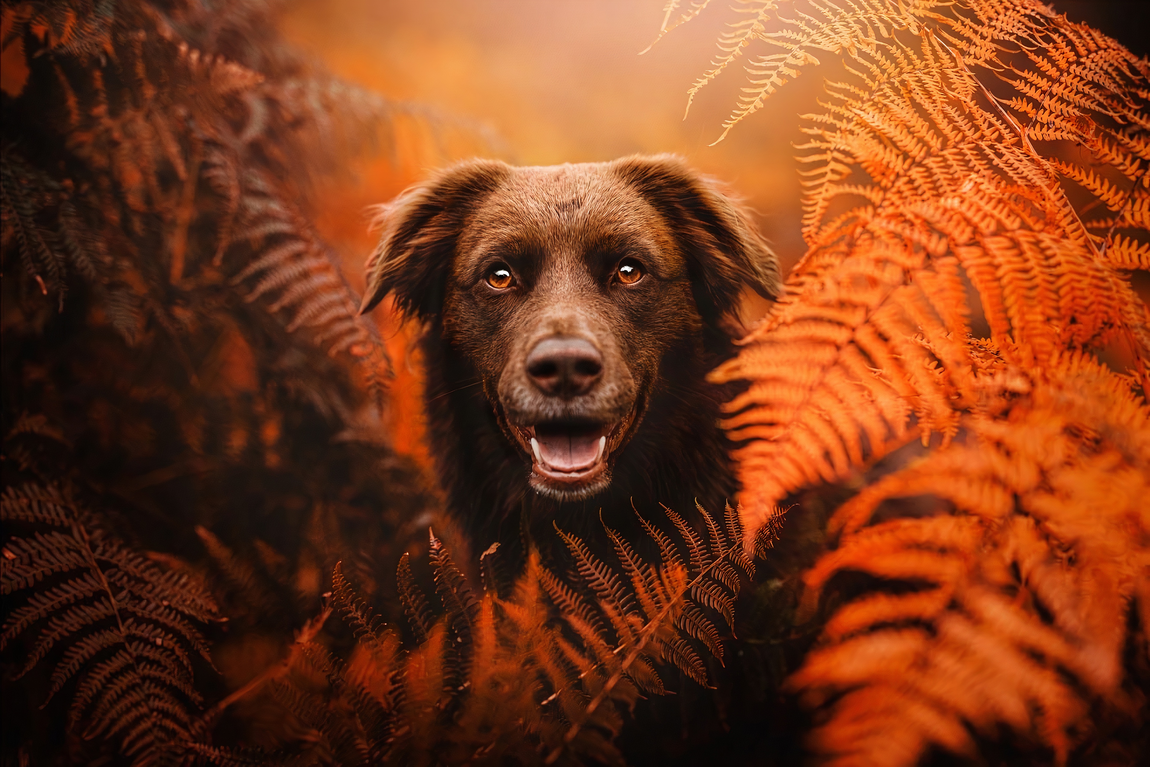 Download mobile wallpaper Dogs, Fern, Animal, Labrador for free.