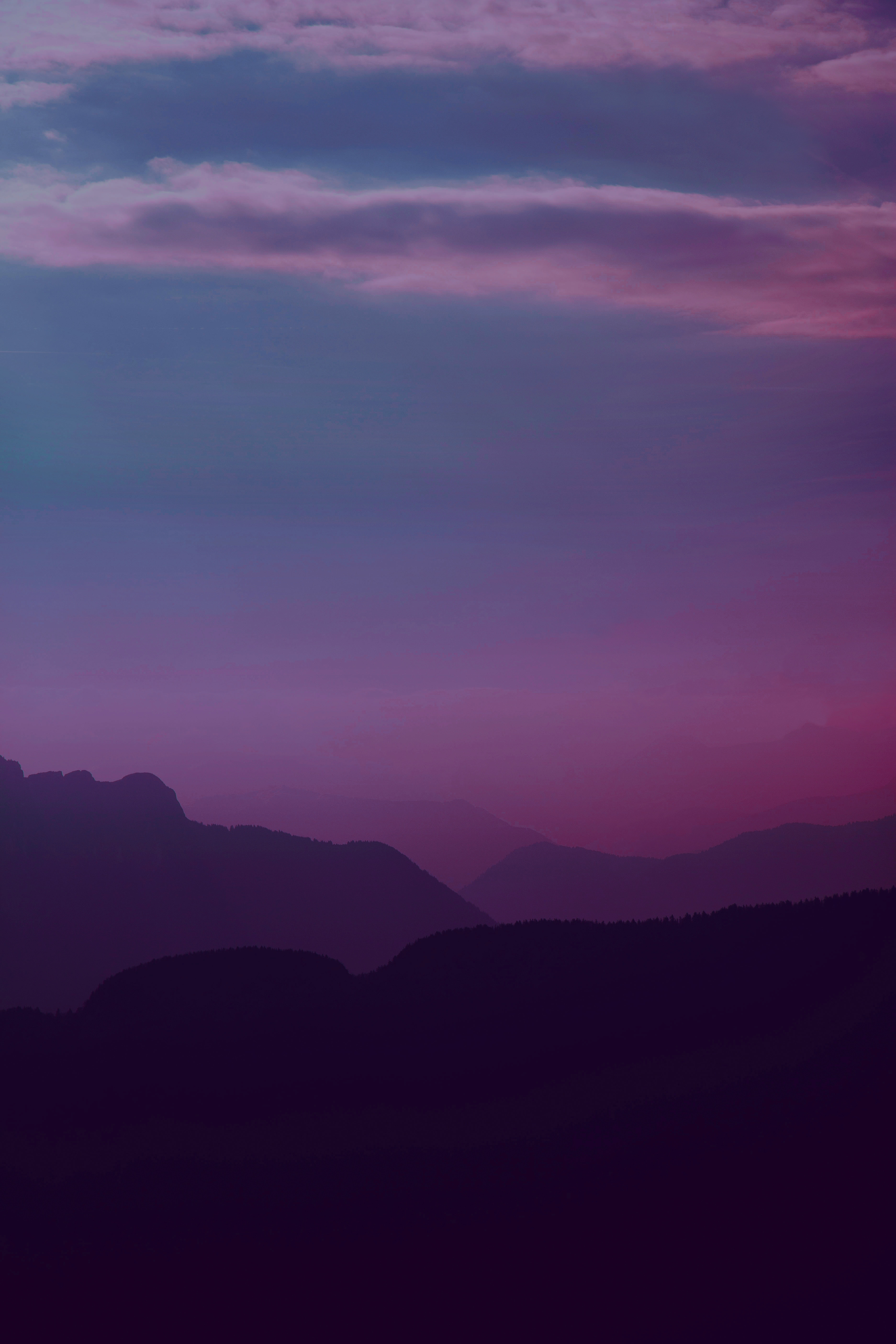 無料モバイル壁紙自然, 薄明, 山脈, 夕暮れ, 紫の, 闇, 暗い, 紫, 風景をダウンロードします。