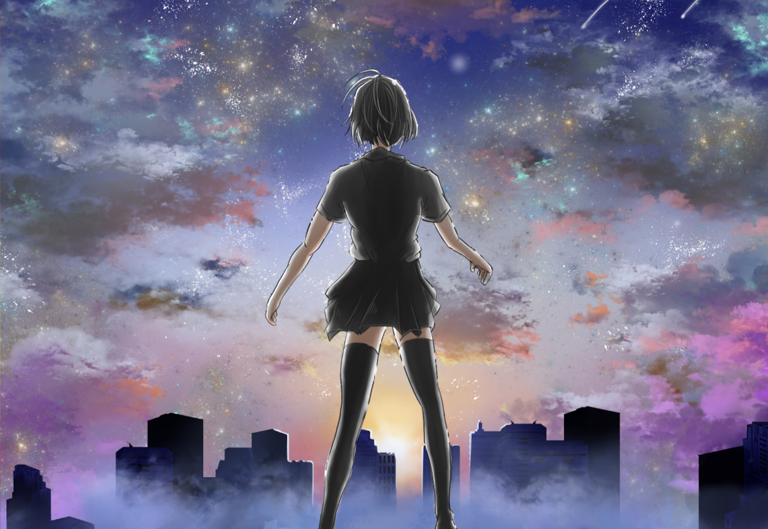 Download mobile wallpaper Anime, Sky, Girl for free.