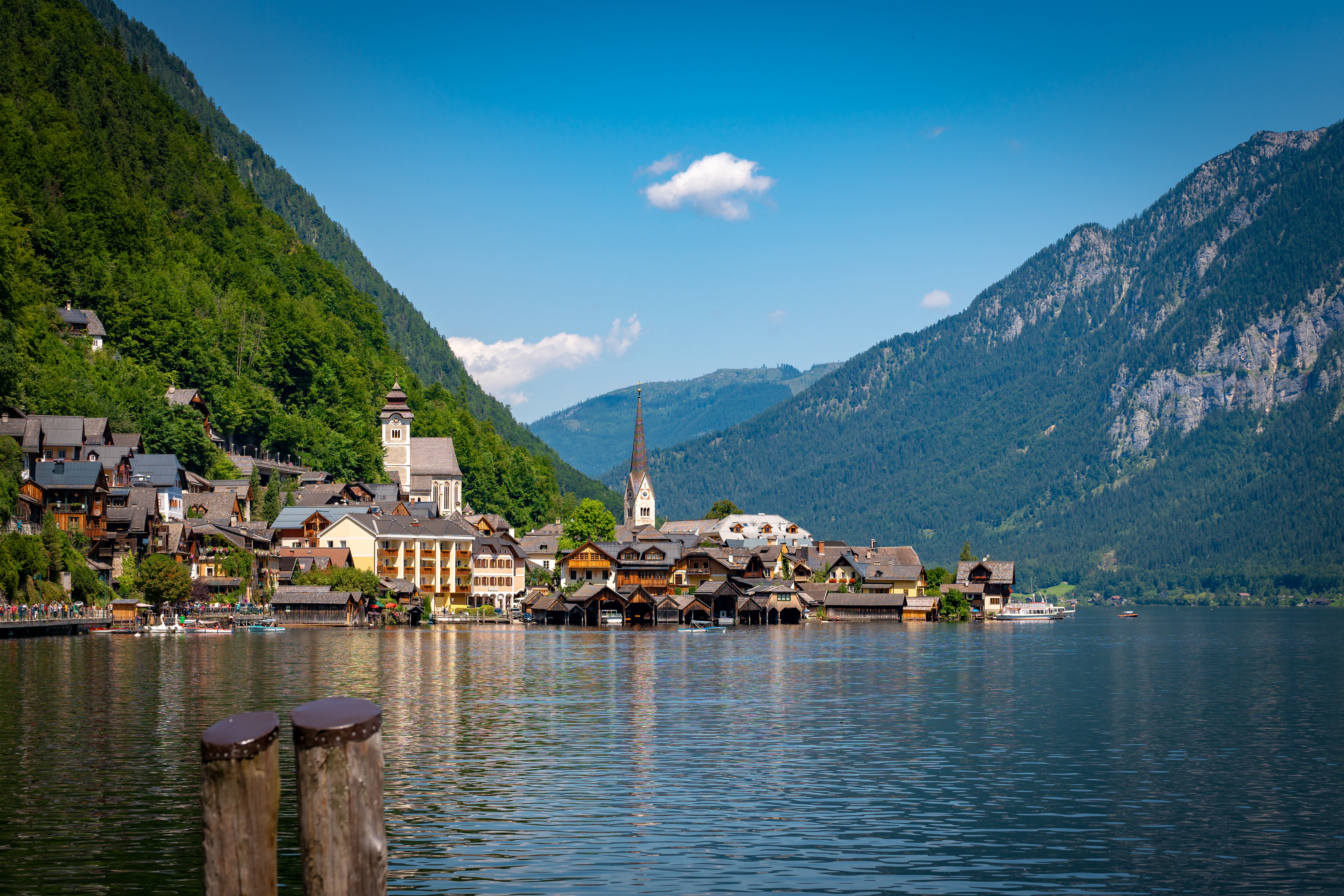 man made, hallstatt, alps, austria, lake, mountain, towns
