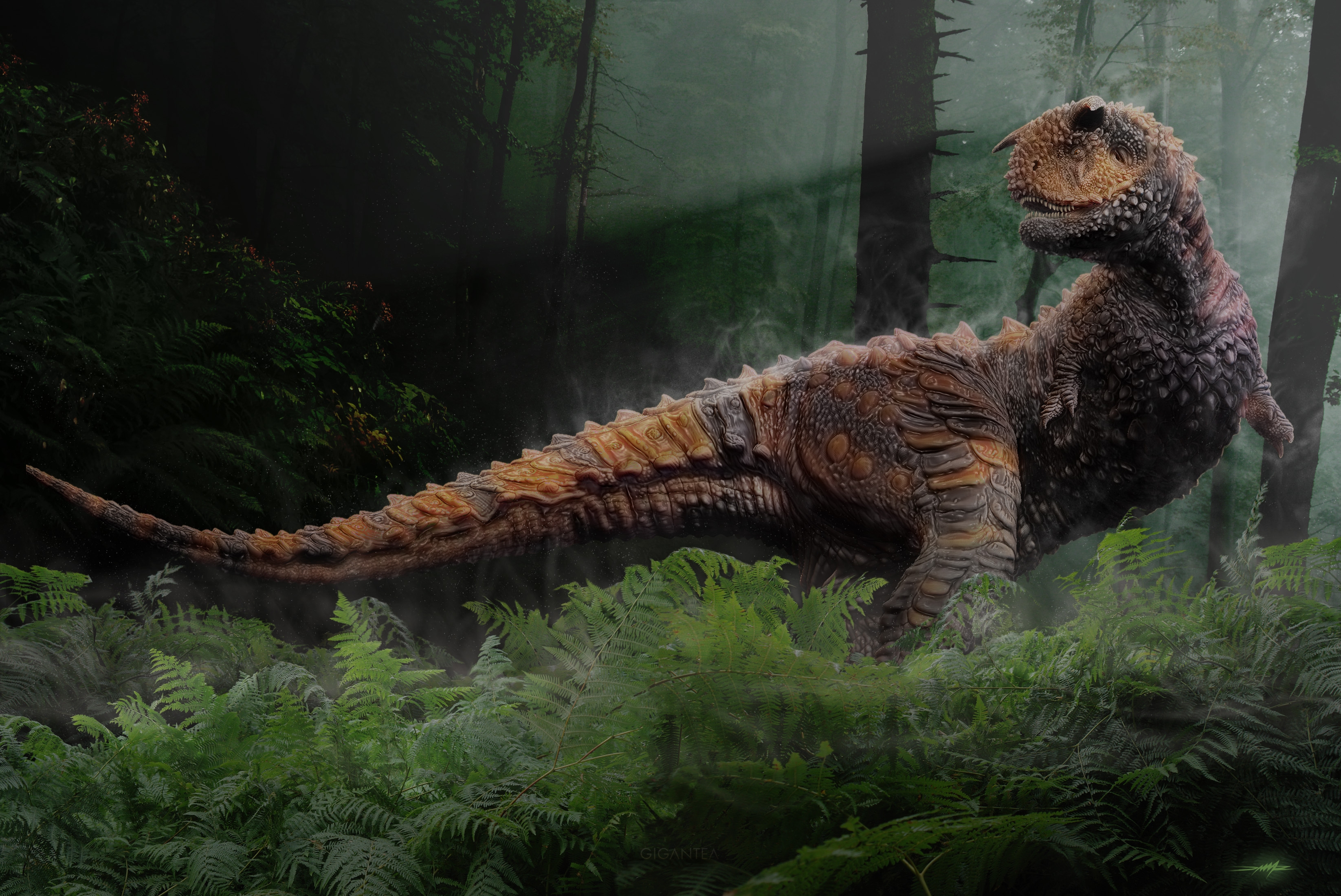mesozoic era, dinosaur, trees, fantasy, grass, reptiles Smartphone Background