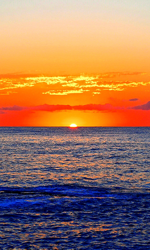 Download mobile wallpaper Sunset, Sky, Sea, Sun, Ocean, Earth, Orange (Color) for free.