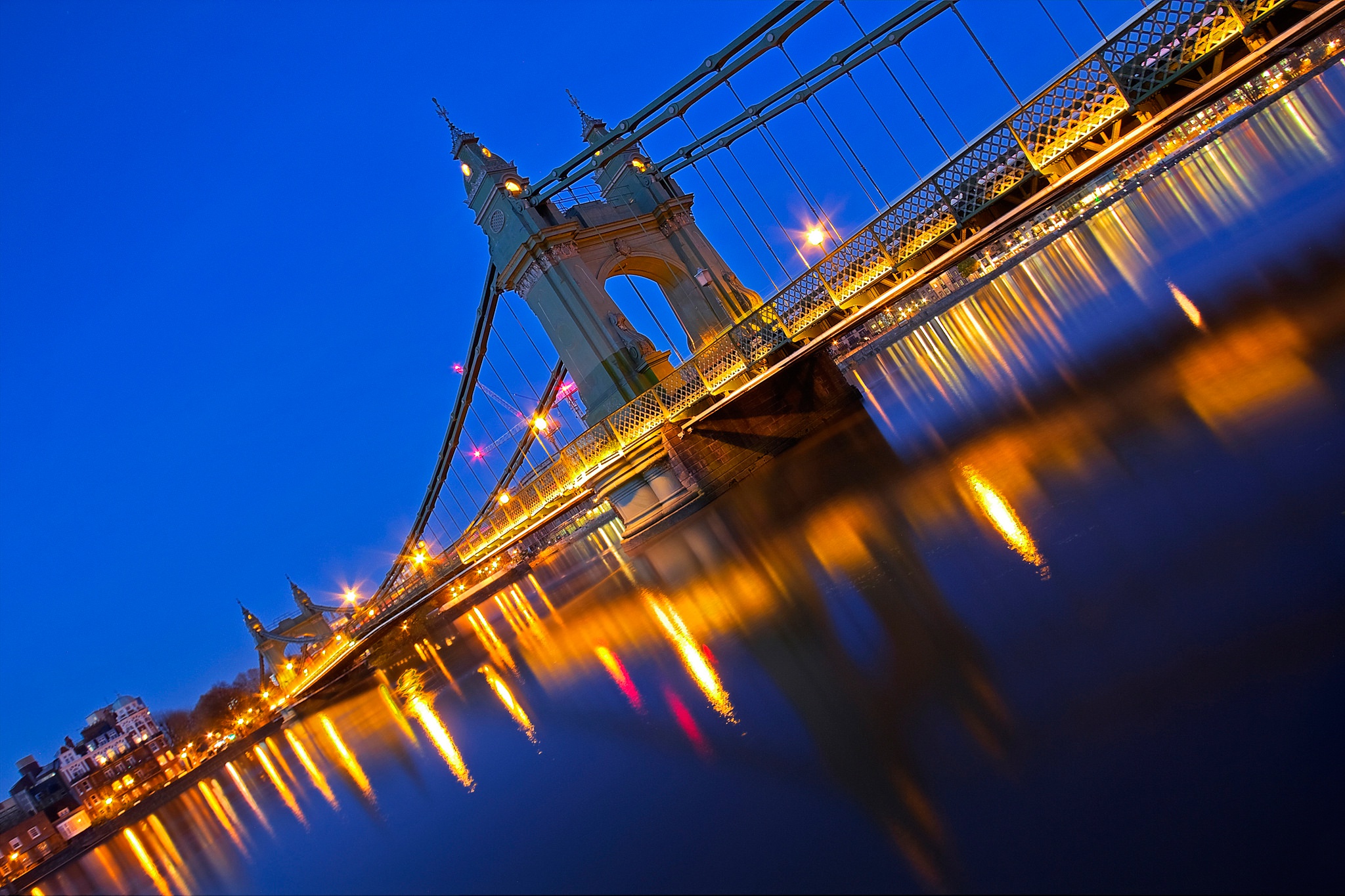 Download mobile wallpaper Bridges, Night, London, Reflection, Light, Bridge, United Kingdom, Man Made for free.