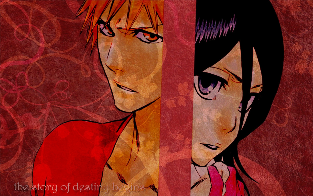 Handy-Wallpaper Bleach, Rukia Kuchiki, Animes, Ichigo Kurosaki kostenlos herunterladen.