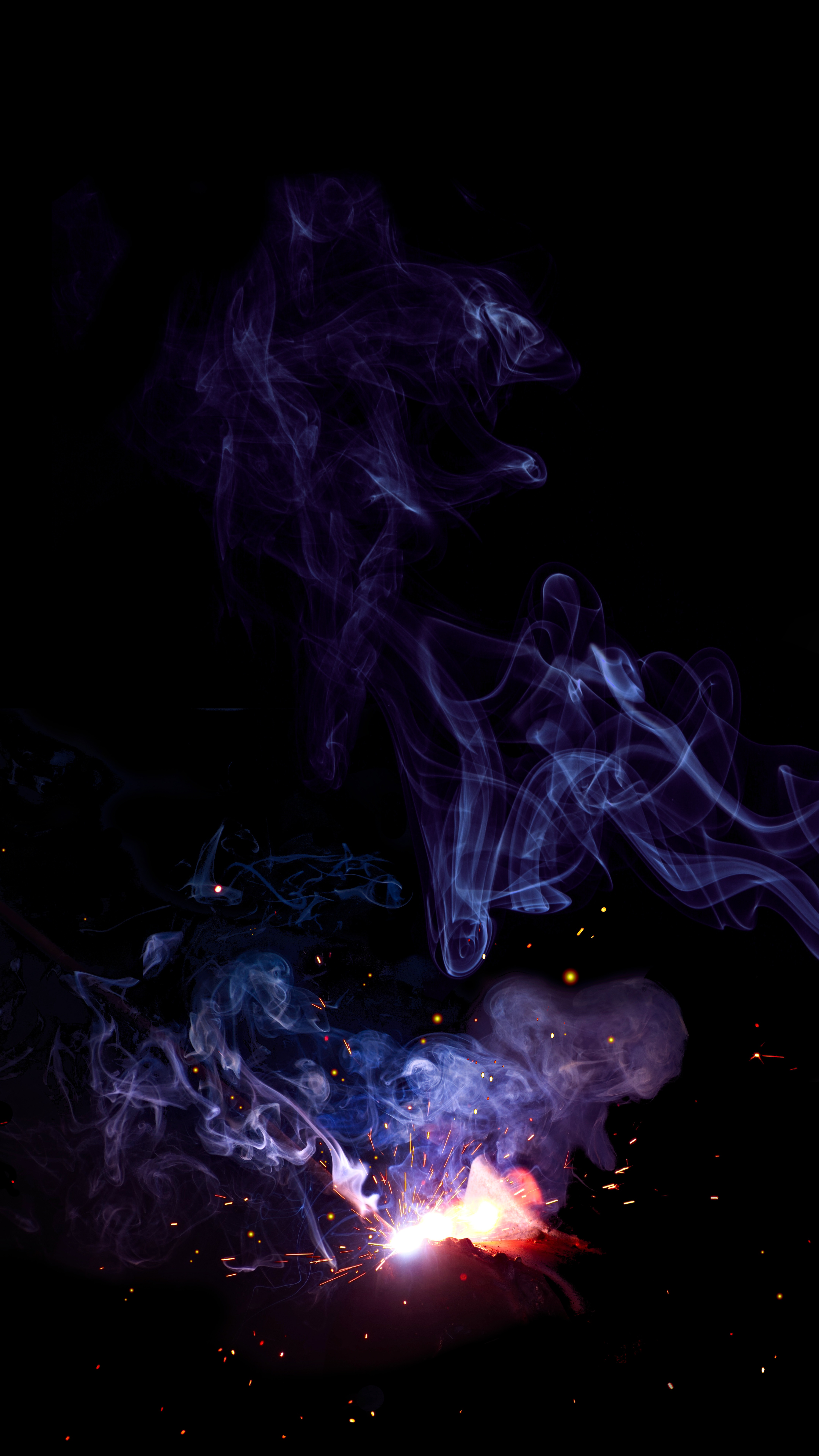 Free download wallpaper Sparks, Coloured Smoke, Abstract, Dark, Smoke, Colored Smoke on your PC desktop