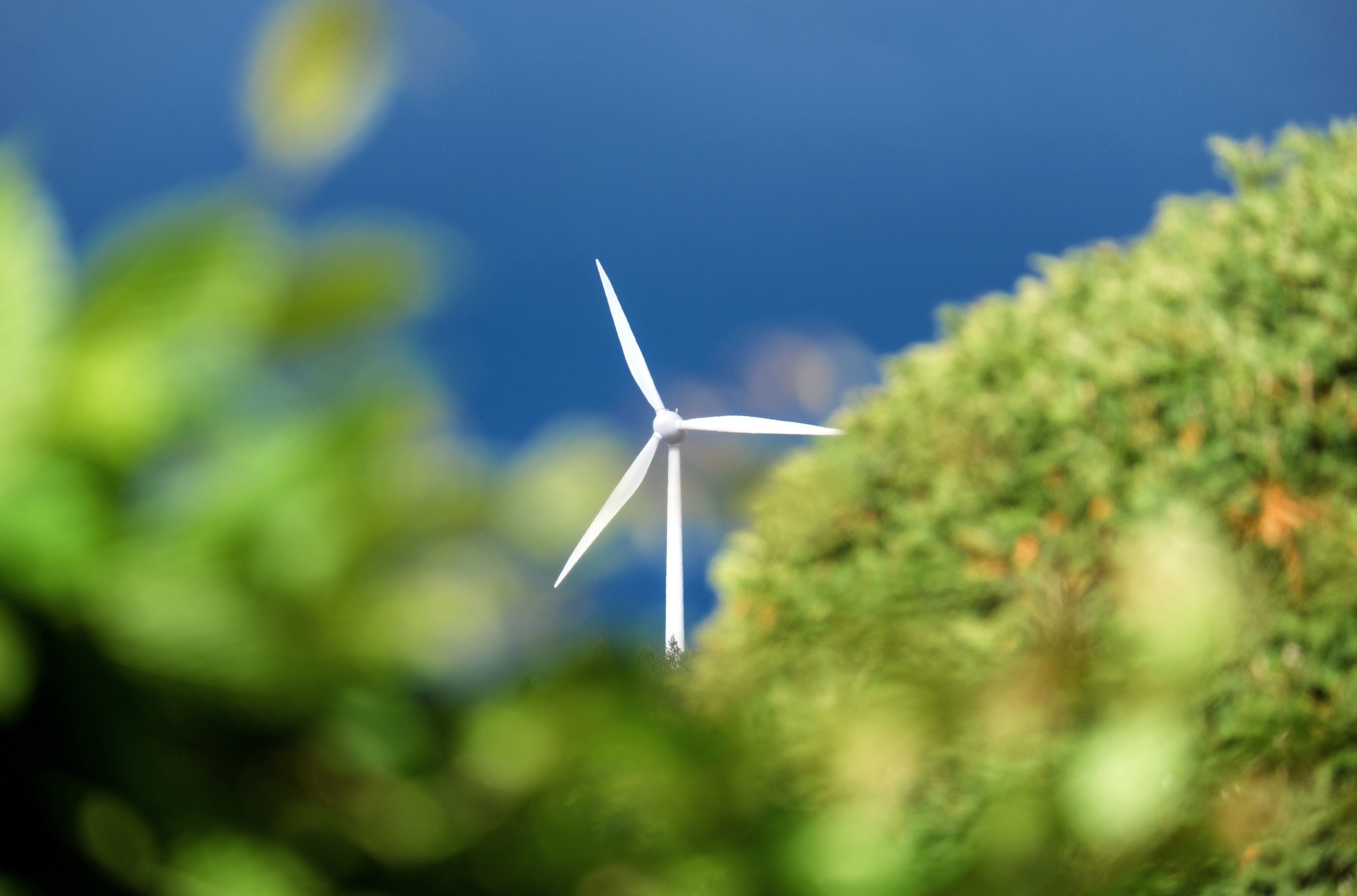 Download mobile wallpaper Blur, Wind Turbine, Man Made for free.