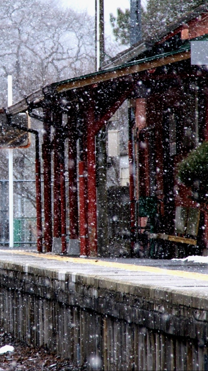 Descarga gratuita de fondo de pantalla para móvil de Invierno, Nieve, Tren, Copo De Nieve, Fotografía.