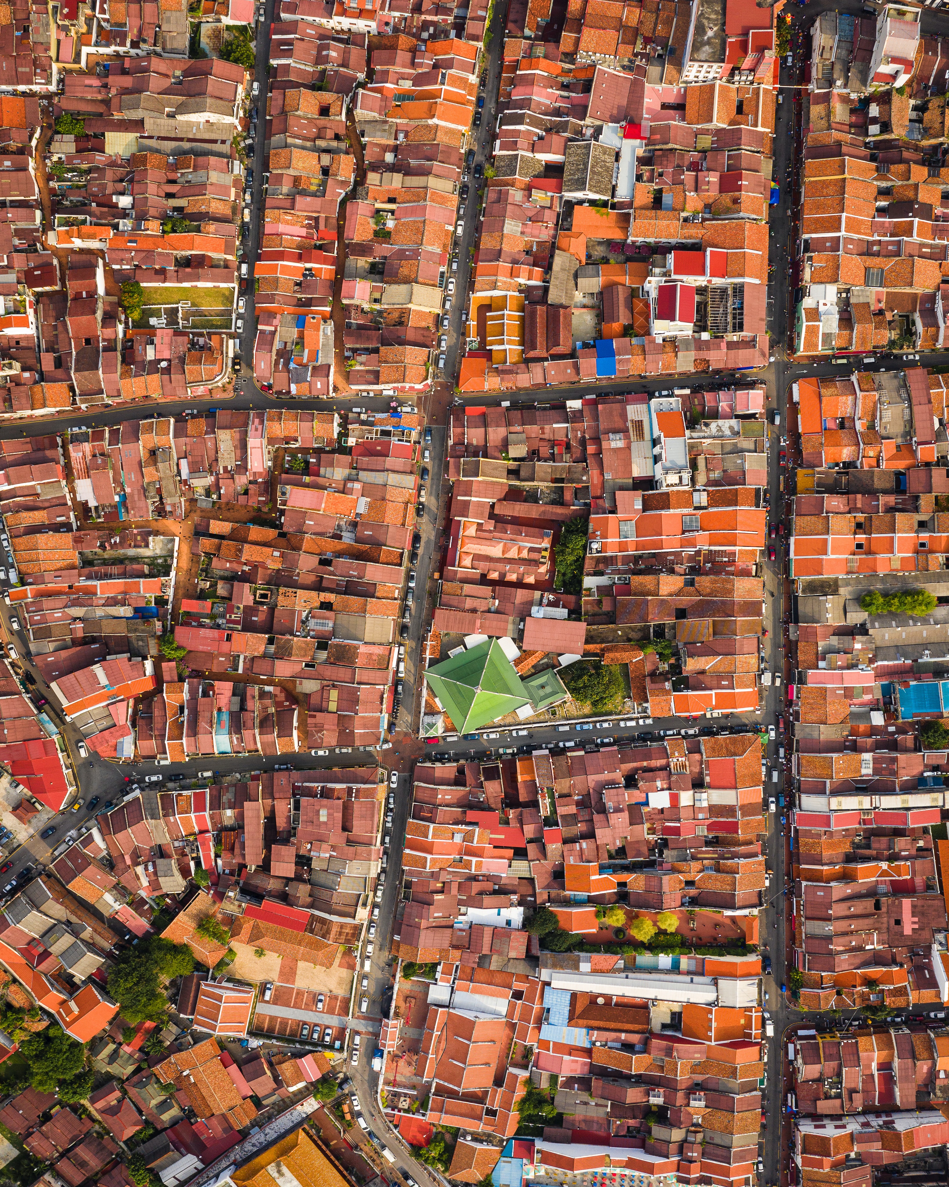 view from above, cities, houses, city, roof, roofs