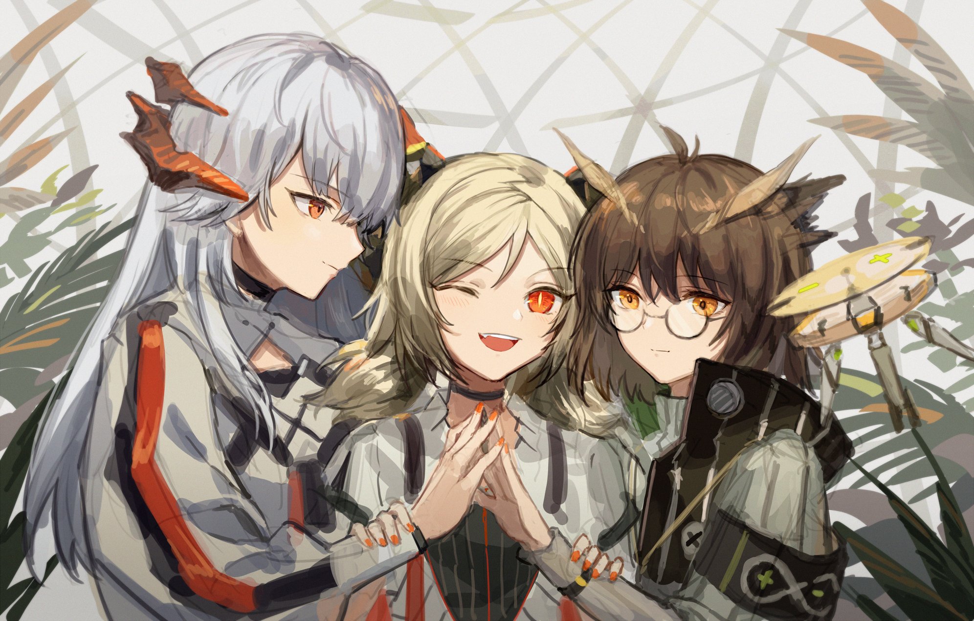 video game, arknights, ifrit (arknights), saria (arknights), silence (arknights)
