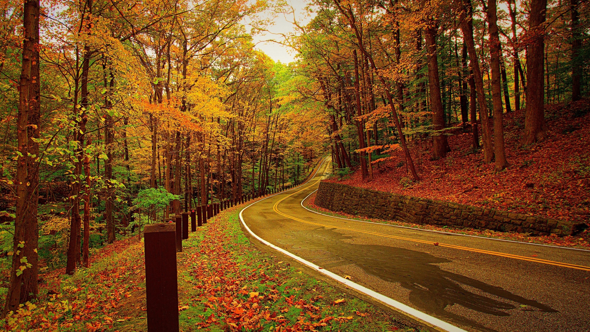 Free download wallpaper Road, Fall, Man Made on your PC desktop