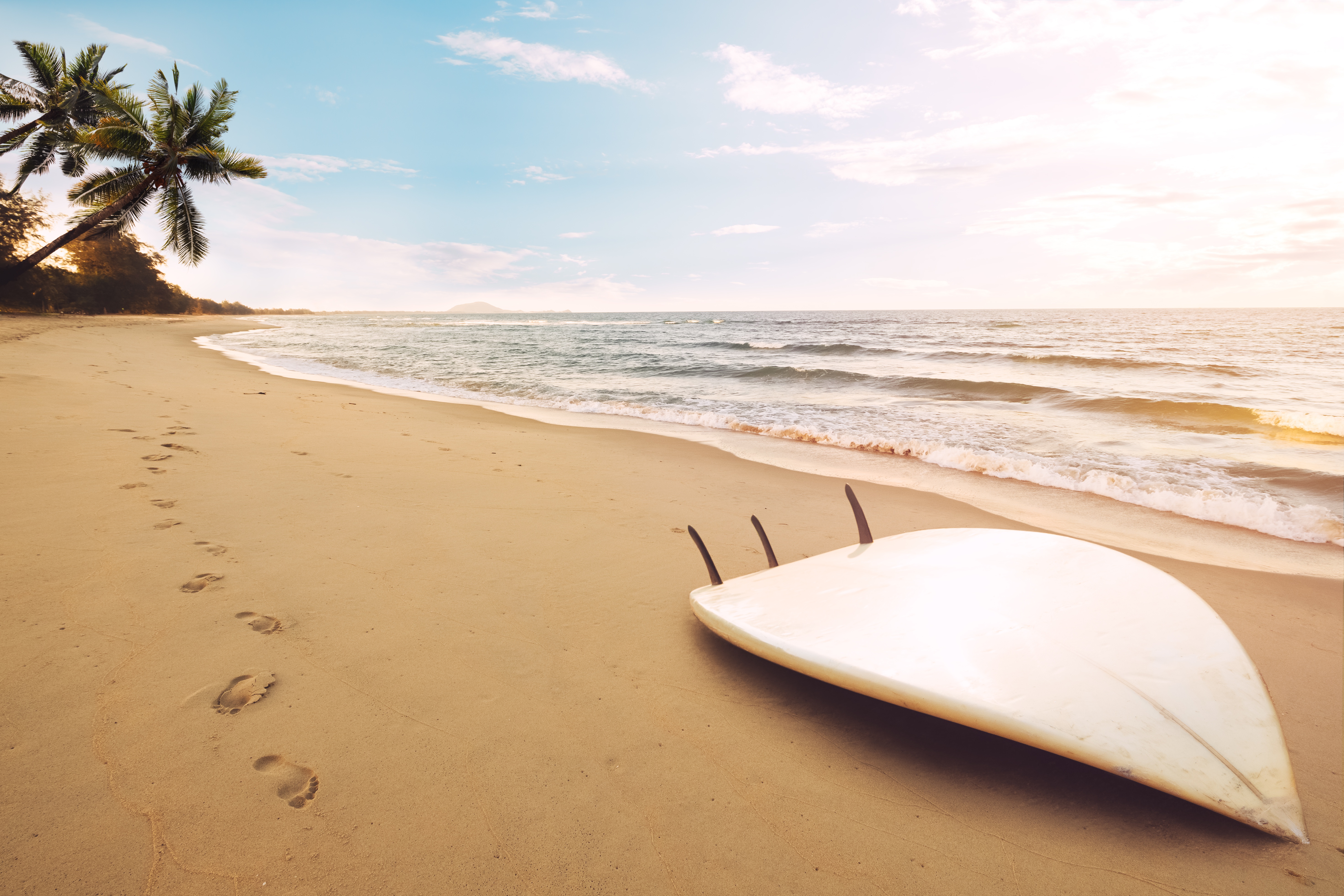 Free download wallpaper Beach, Sand, Summer, Horizon, Ocean, Photography, Surfboard on your PC desktop
