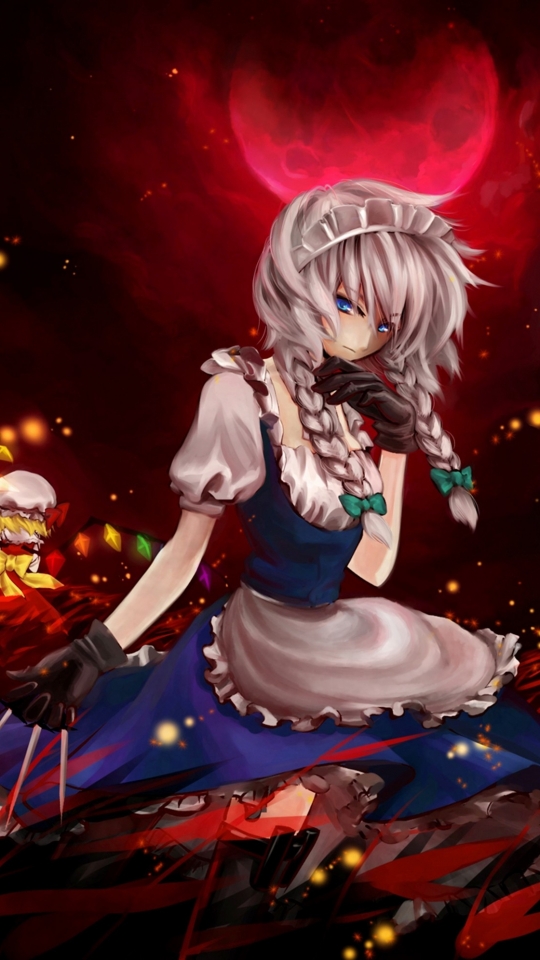 Handy-Wallpaper Animes, Remilia Scharlachrot, Flandre Scarlet, Tuhu, Sakuya Izayoi kostenlos herunterladen.