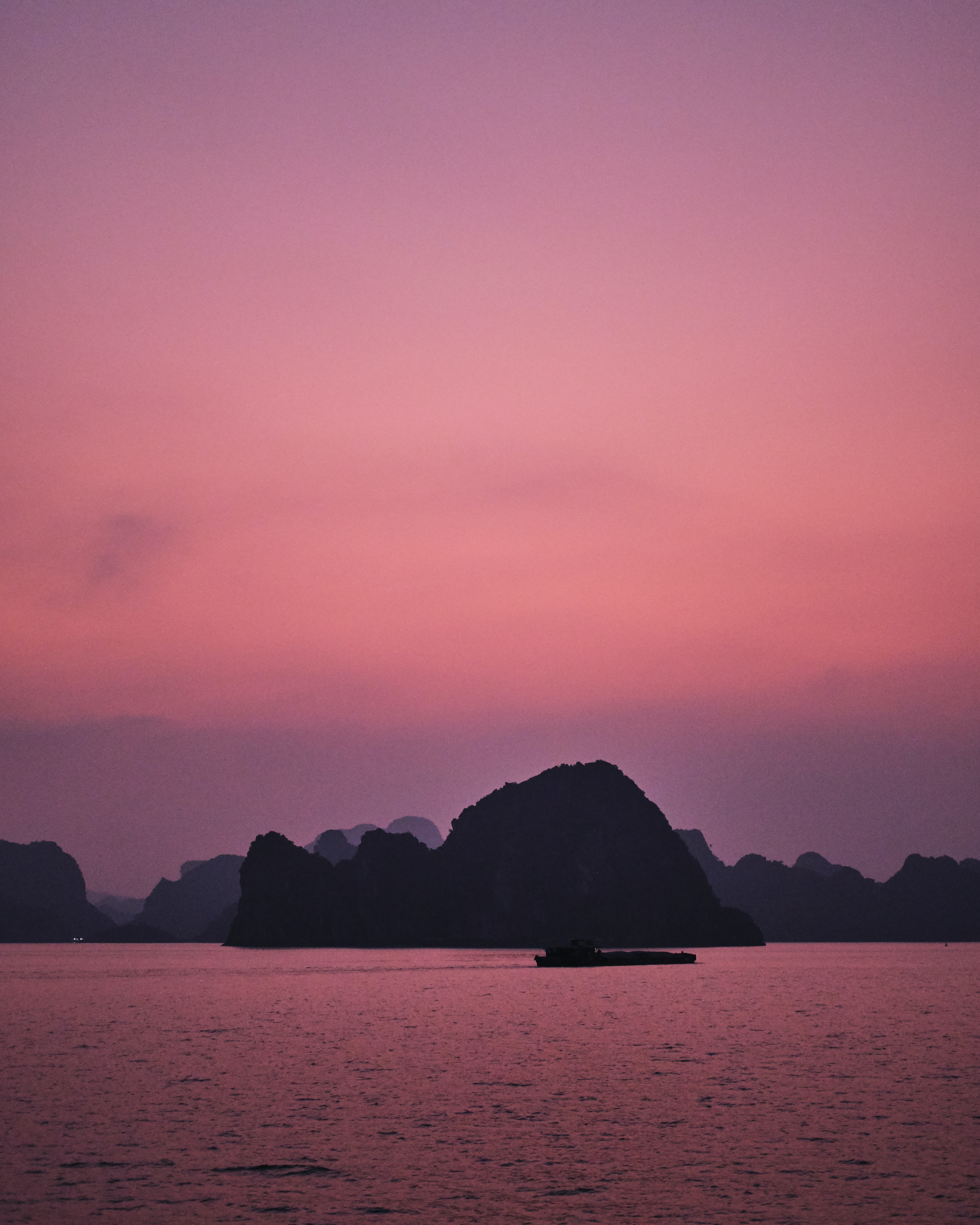 Free download wallpaper Pink, Rocks, Evening, Hill, Sea, Nature on your PC desktop