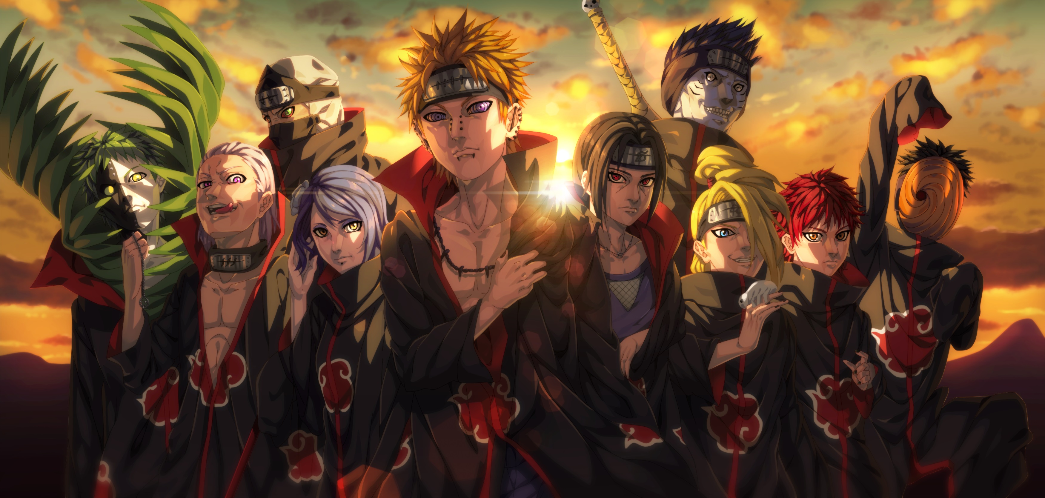 Free download wallpaper Anime, Naruto, Itachi Uchiha, Pain (Naruto), Konan (Naruto), Sasori (Naruto), Hidan (Naruto), Deidara (Naruto), Obito Uchiha, Kisame Hoshigaki, Zetsu (Naruto), Kakuzu (Naruto), Yahiko (Naruto) on your PC desktop