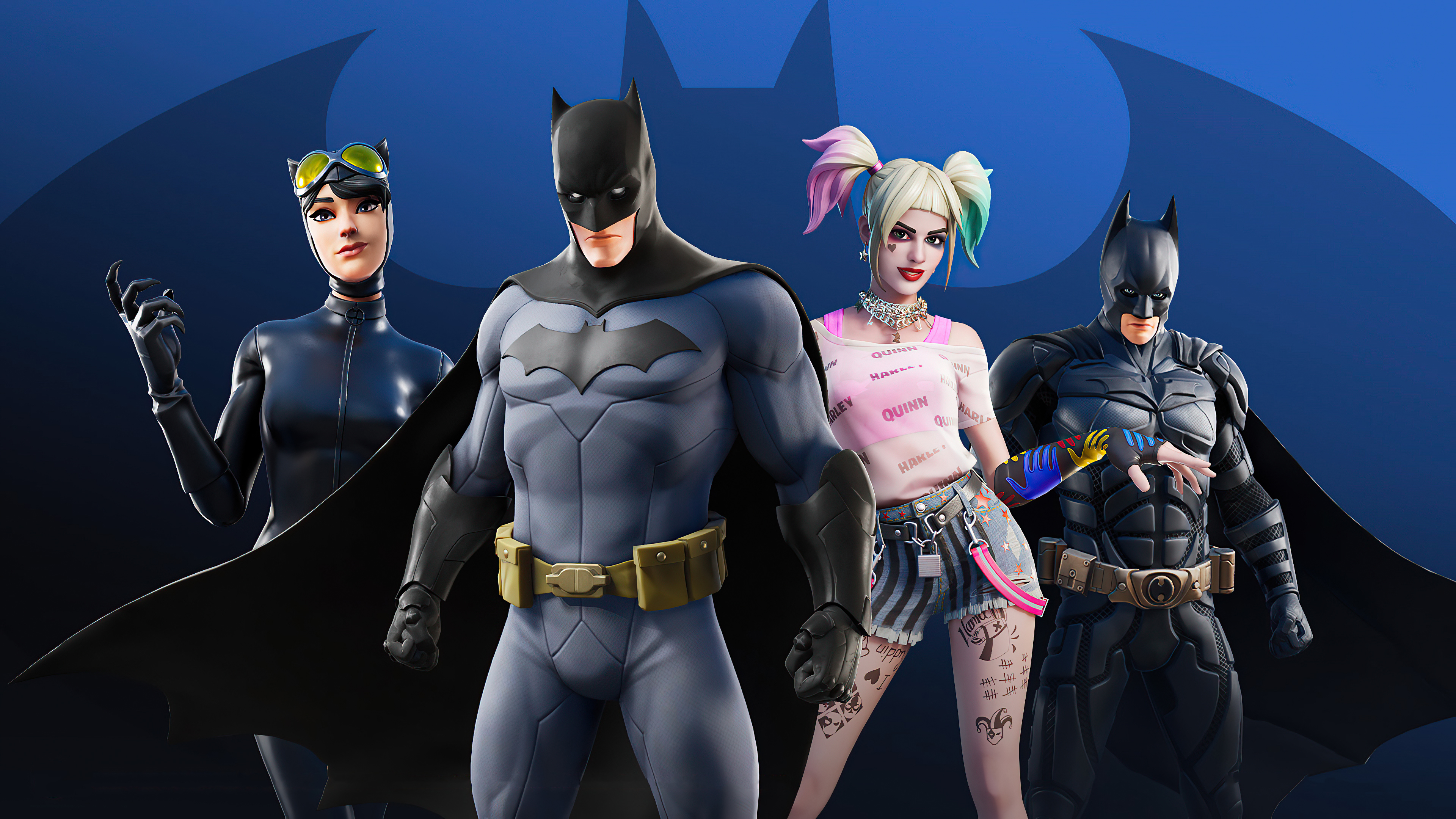 Baixar papel de parede para celular de Videogame, Harley Quinn, Dc Comics, Homem Morcego, Mulher Gato, Fortnite gratuito.