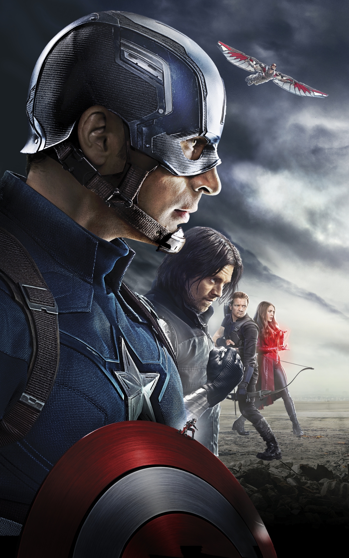 Download mobile wallpaper Captain America, Movie, Hawkeye, Scarlet Witch, Falcon (Marvel Comics), Winter Soldier, Captain America: Civil War for free.