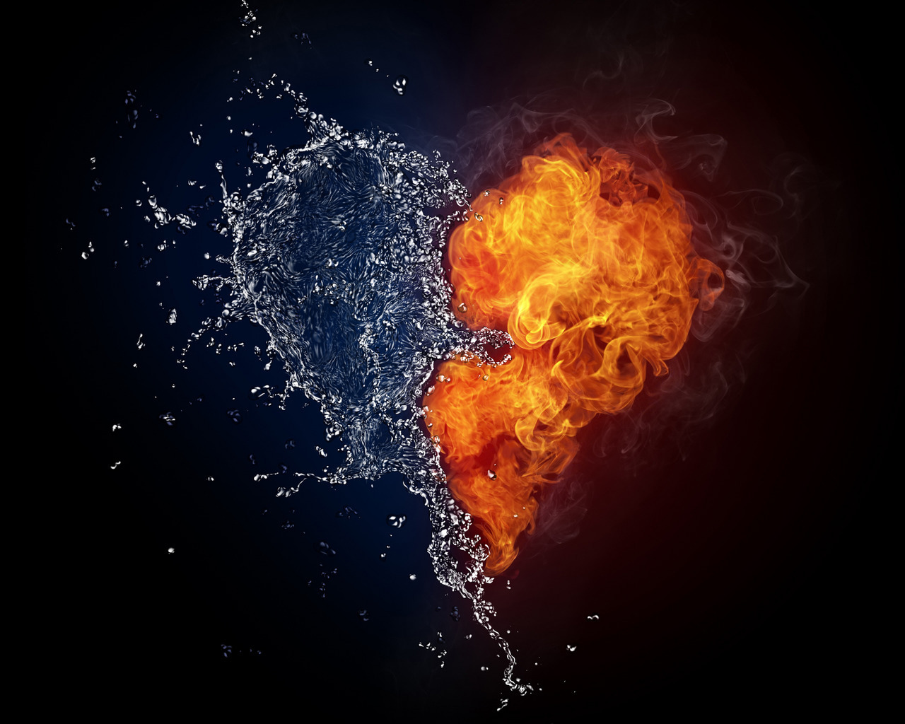 Download mobile wallpaper Water, Fire, Background, Art, Valentine's Day, Love, Hearts for free.