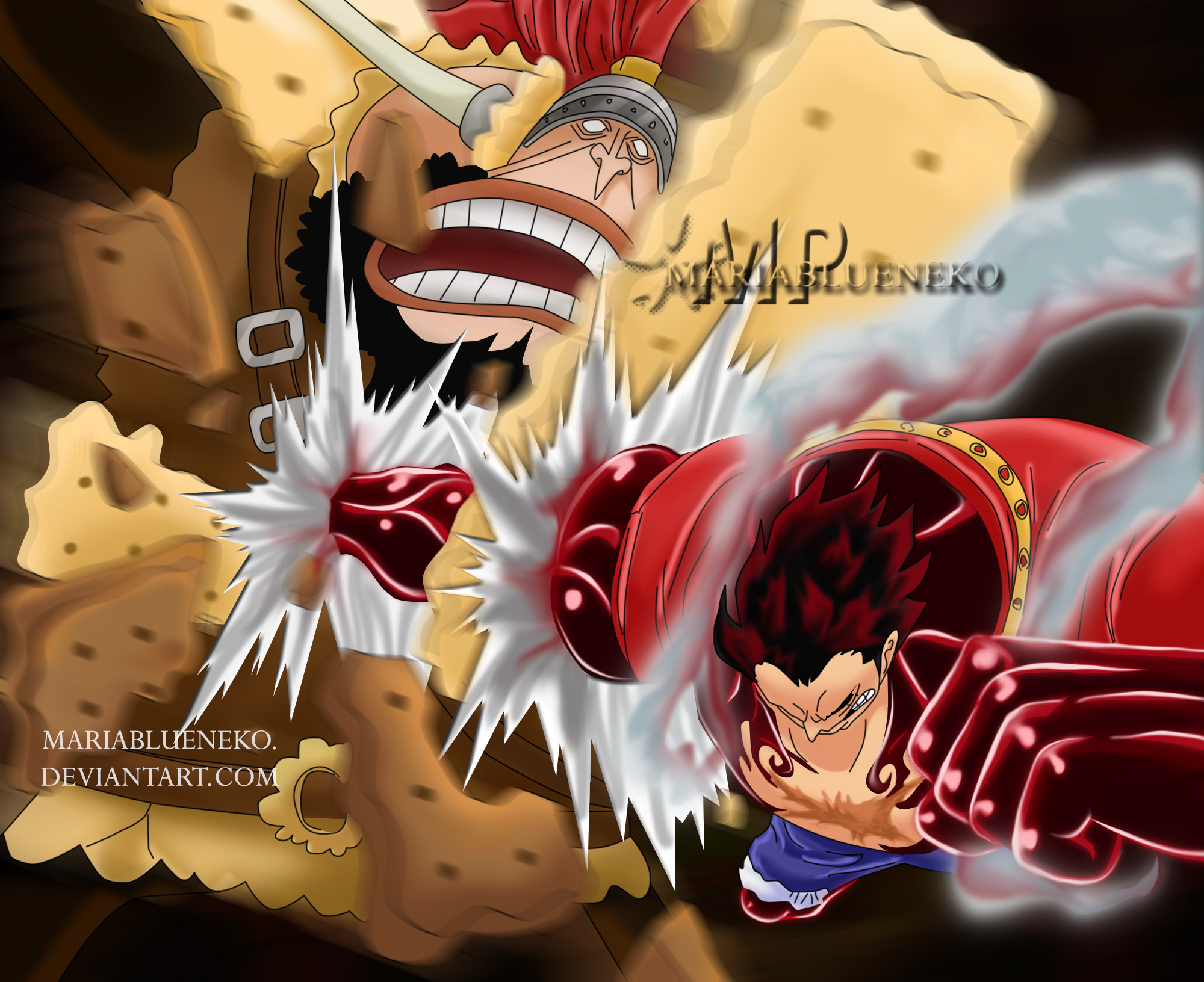 Download mobile wallpaper Anime, One Piece, Monkey D Luffy, Gear Fourth, Charlotte Cracker for free.