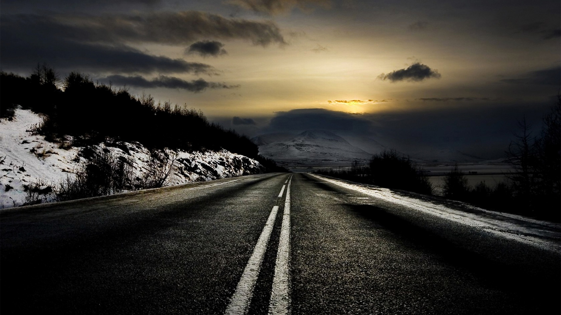 Download mobile wallpaper Man Made, Road, Sky, Sunset for free.