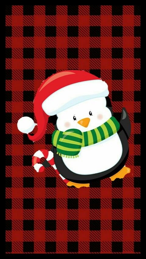 Download mobile wallpaper Christmas, Holiday, Penguin, Santa Hat, Candy Cane for free.