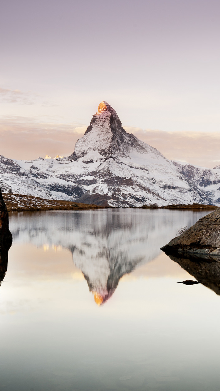 Download mobile wallpaper Mountains, Reflection, Alps, Earth, Matterhorn for free.