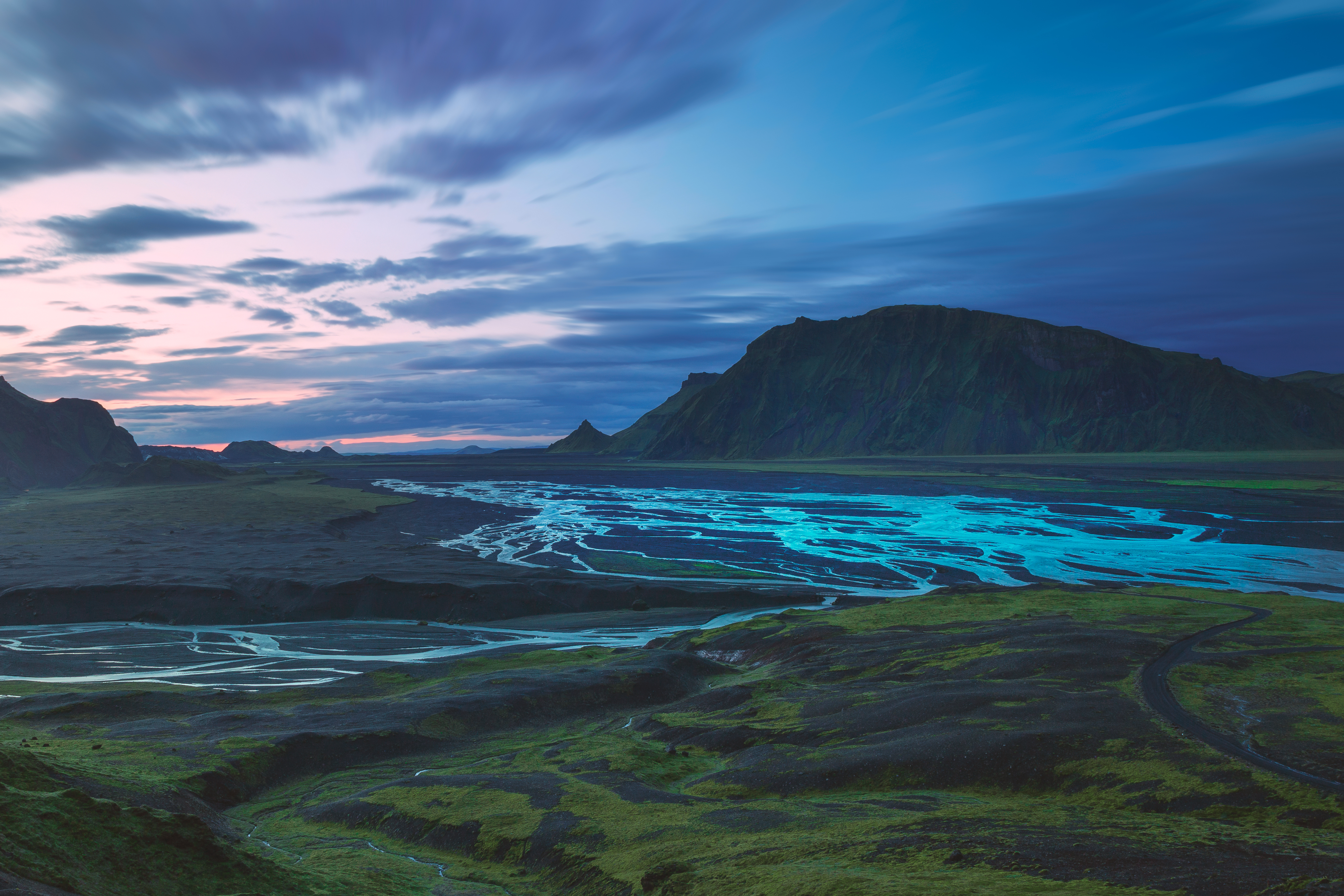 87197 скачать обои исландия, долина, горы, природа, пейзаж, река - заставки и картинки бесплатно