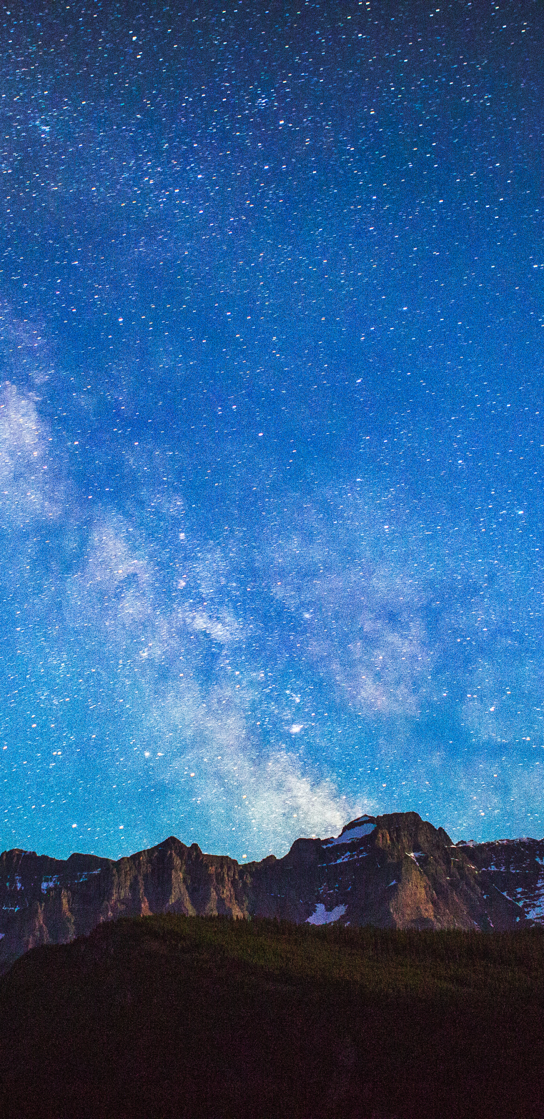 Download mobile wallpaper Nature, Sky, Stars, Night, Mountain, Starry Sky, Earth, Milky Way, National Park, Montana, Glacier National Park for free.